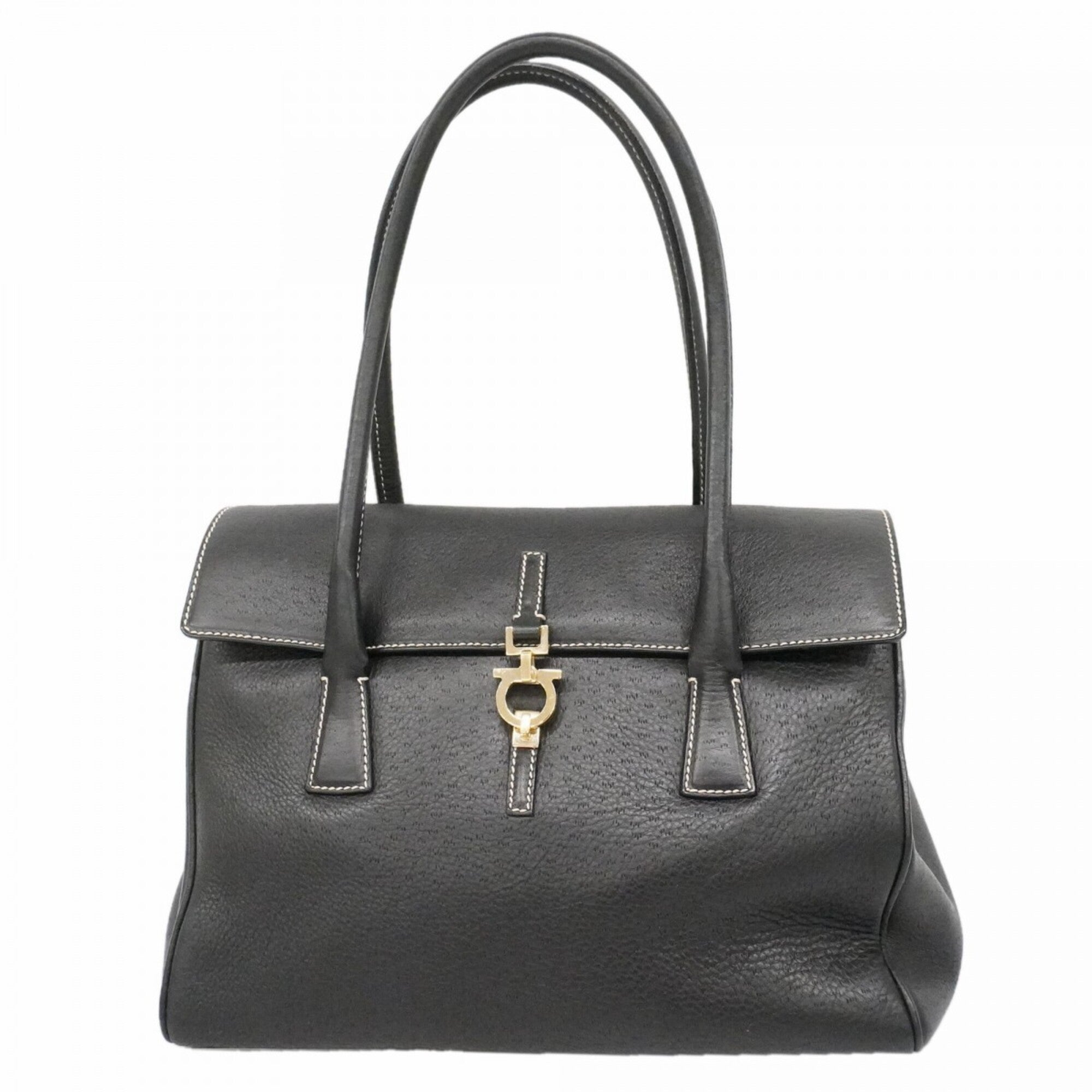 Salvatore Ferragamo Black Leather Handbag (Pre-Owned)