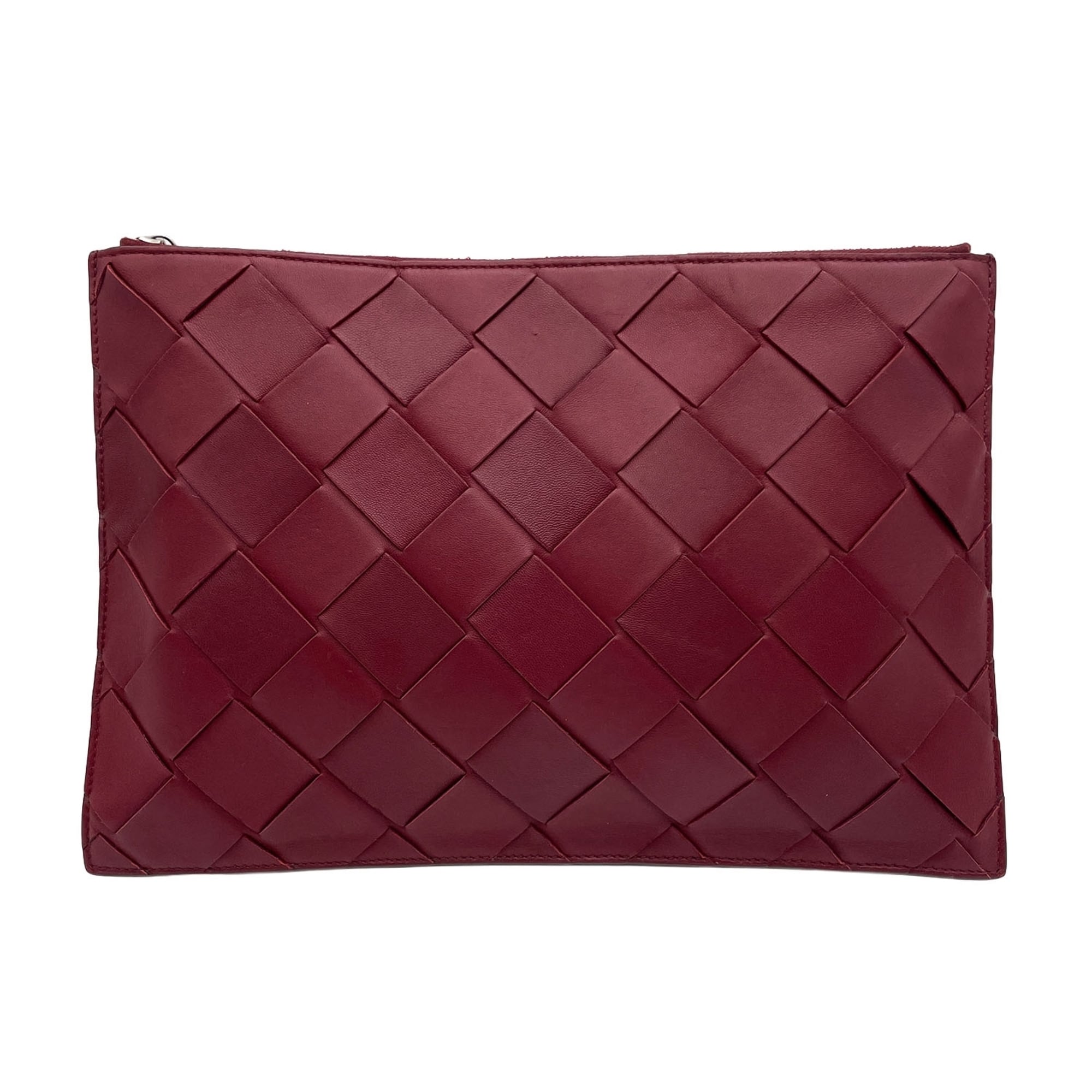 Bottega Veneta Red Color Leather Clutch Bag (Pre-Owned)