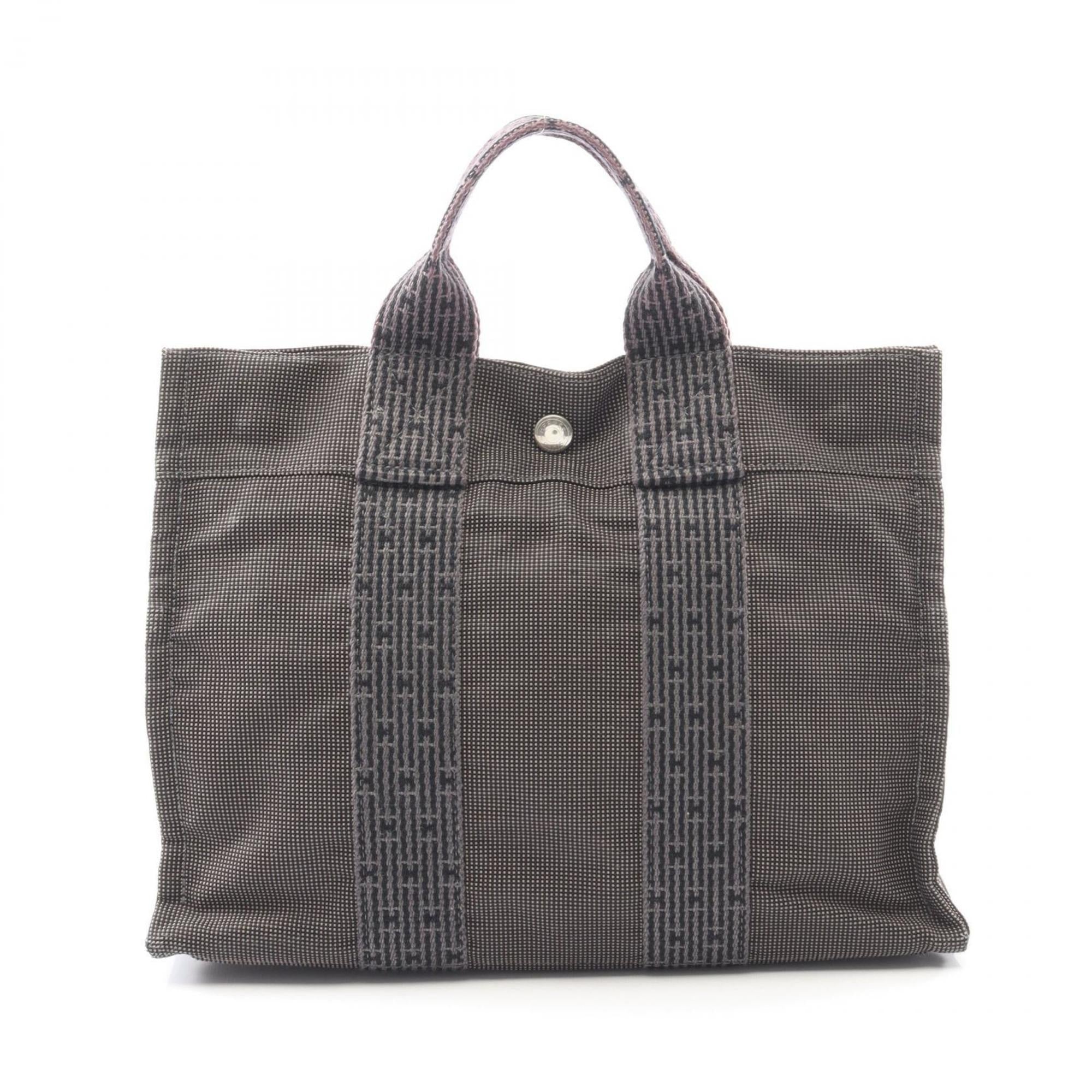 Hermes Gray Nylon Canvas Canvas Tote Bag (Pre-Owned)