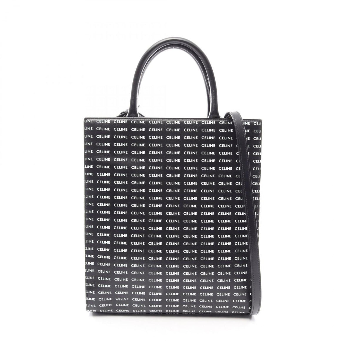 Celine Black White Coated Canvas Leather Handbag Tote Bag (Pre-Owned)