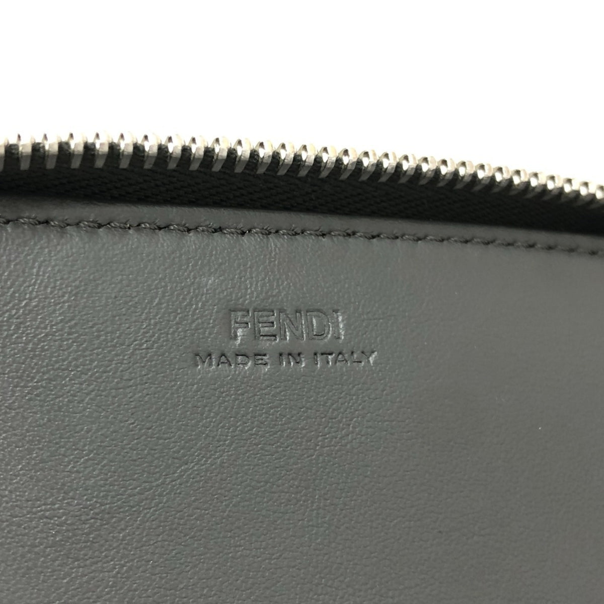 Fendi Gray Leather Long Wallet (Bi-Fold) (Pre-Owned)