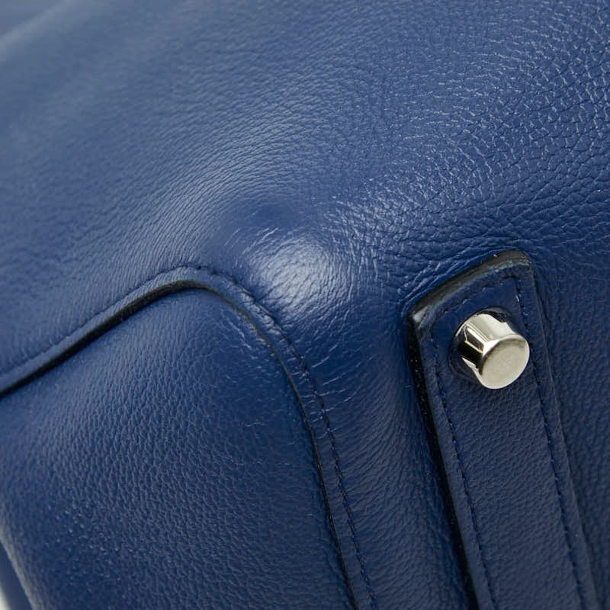 Christian Dior Navy Leather Handbag Tote Bag (Pre-Owned)