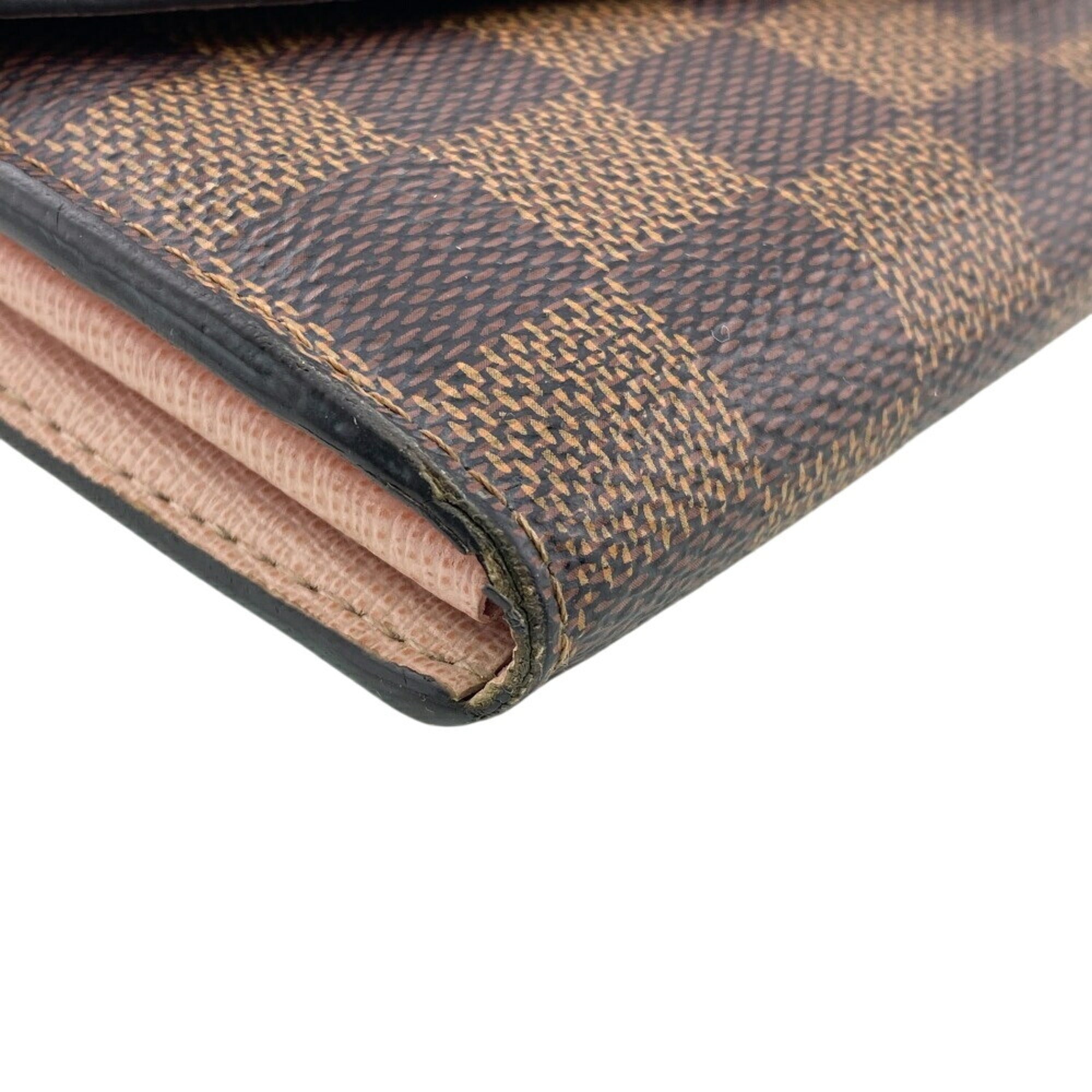 Louis Vuitton Damier Brown Rose Ballerine Leather Long Wallet (Bi-Fold) (Pre-Owned)