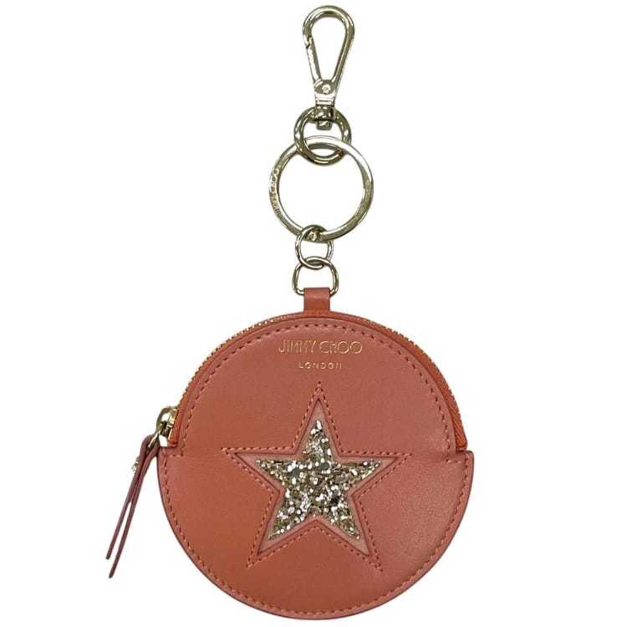 Jimmy Choo Salmon Pink Leather Spangles Coin Purse/Coin Case (Pre-Owned)