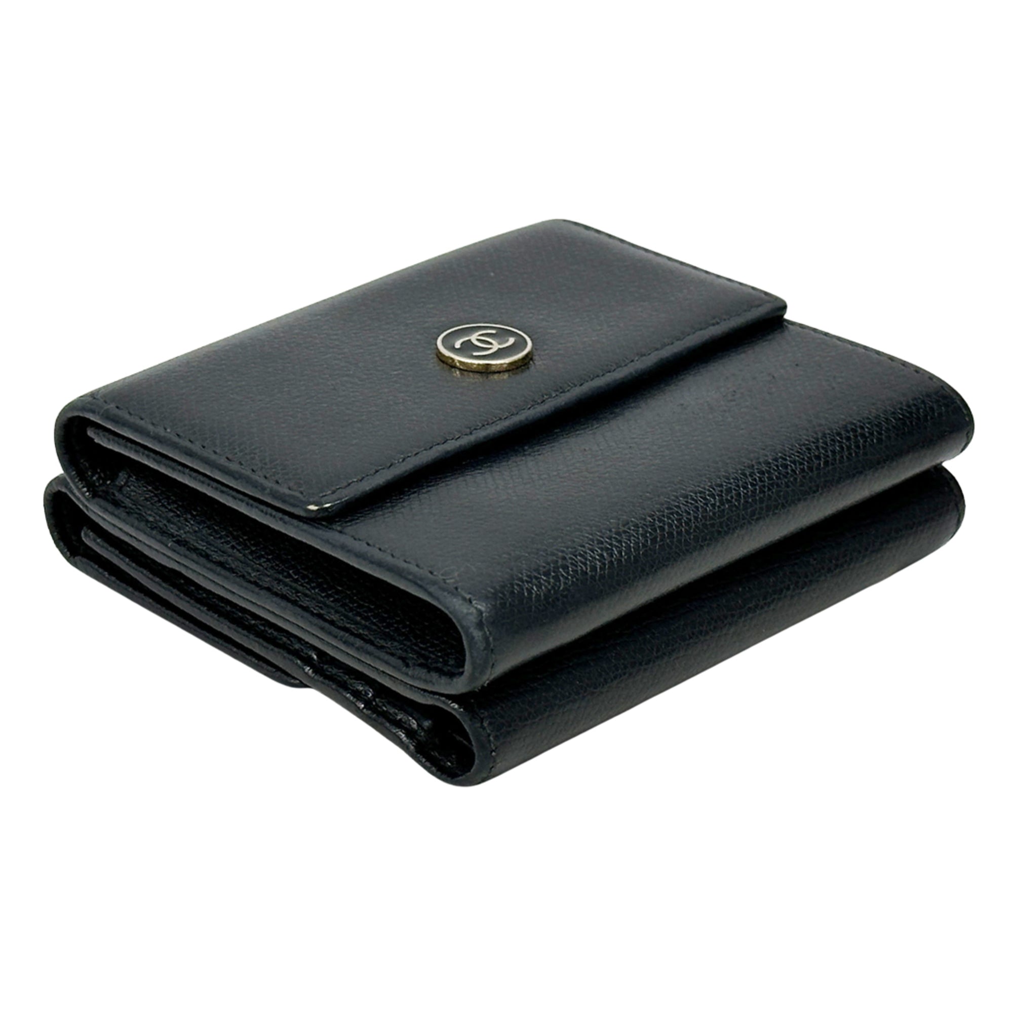 Chanel Black Leather Wallet (Bi-Fold) (Pre-Owned)