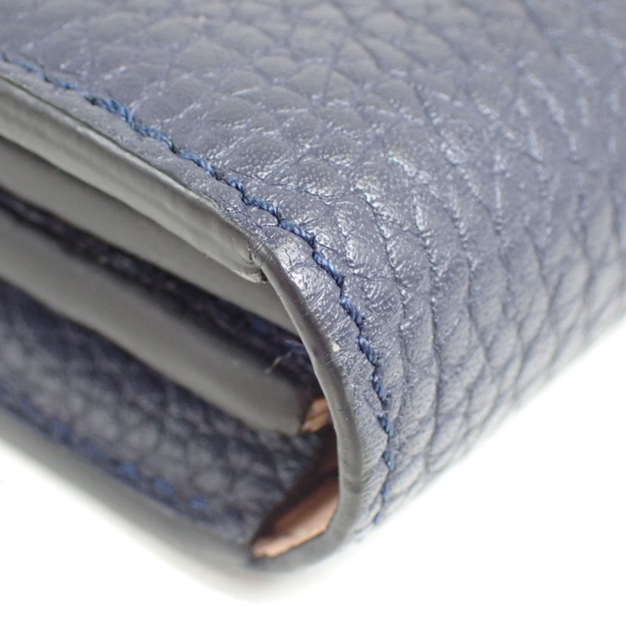 Louis Vuitton Navy Blue Leather Long Wallet (Bi-Fold) (Pre-Owned)