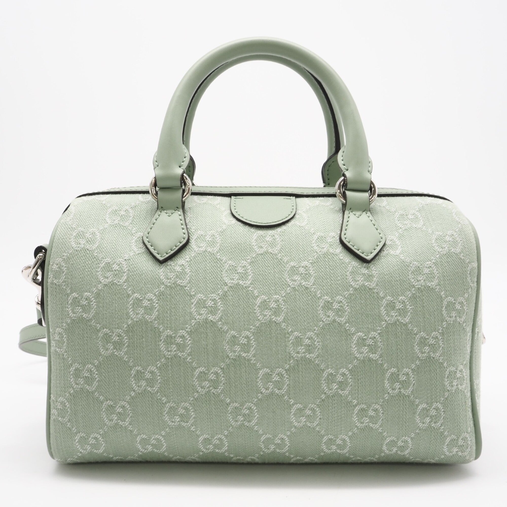 Gucci Green Gg Canvas Boston Bag Handbag (Pre-Owned)