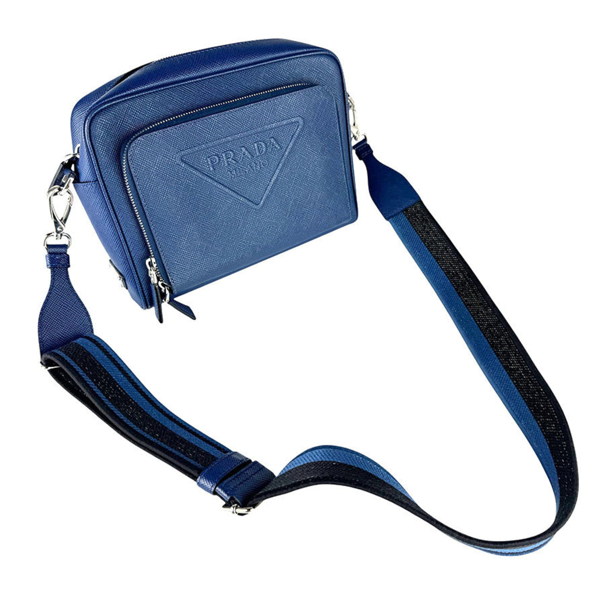 Prada Blue Leather Shoulder Bag (Pre-Owned)