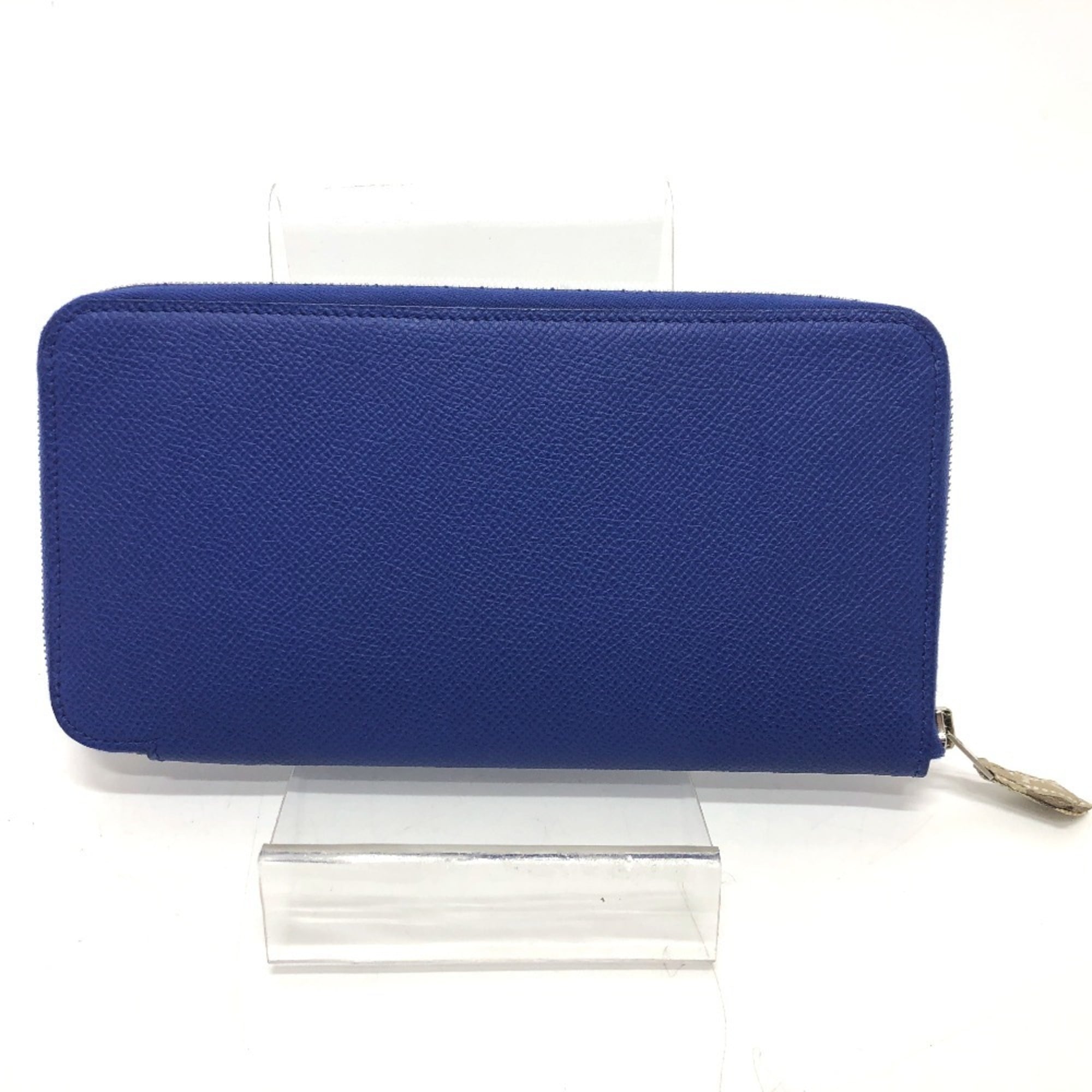 Hermes Silk'in Blue Epsom Leather Long Wallet (Bi-Fold) (Pre-Owned)