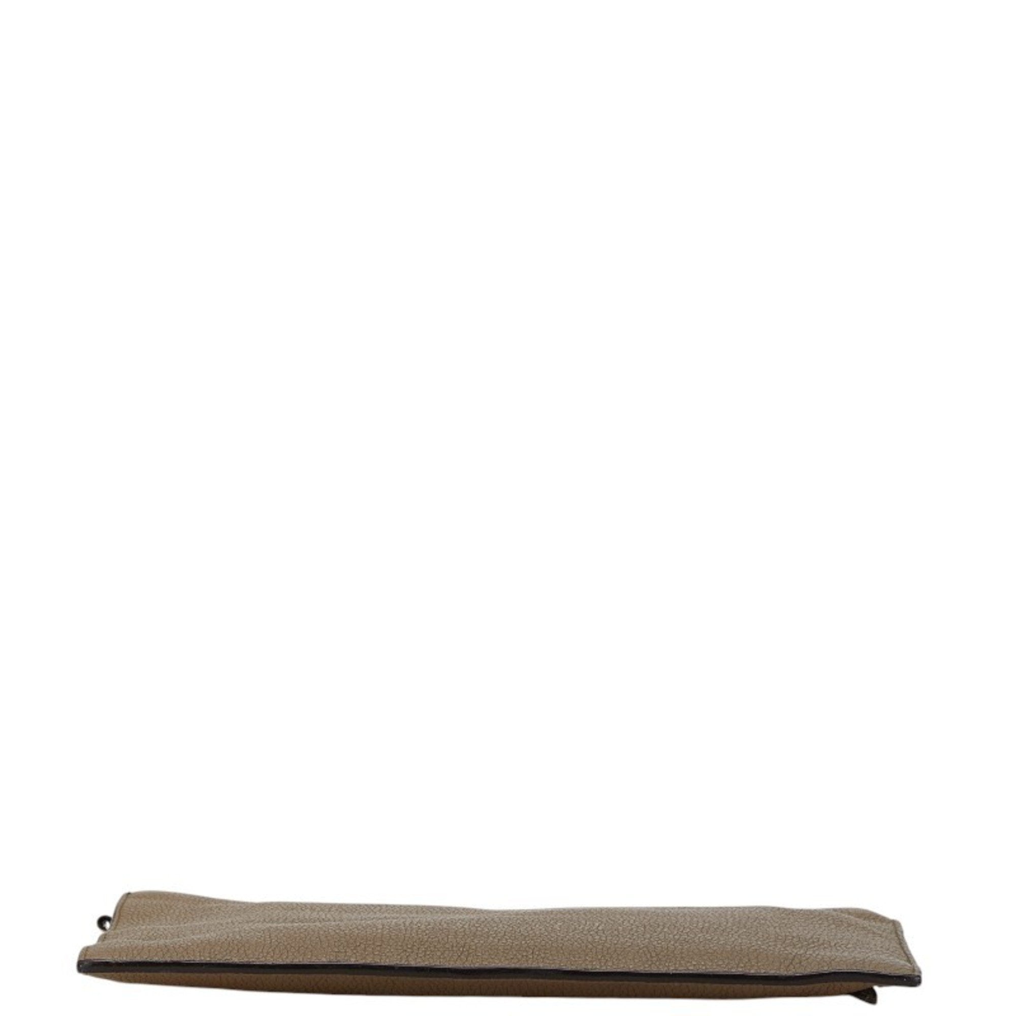 Fendi Grayish Leather Clutch Bag (Pre-Owned)