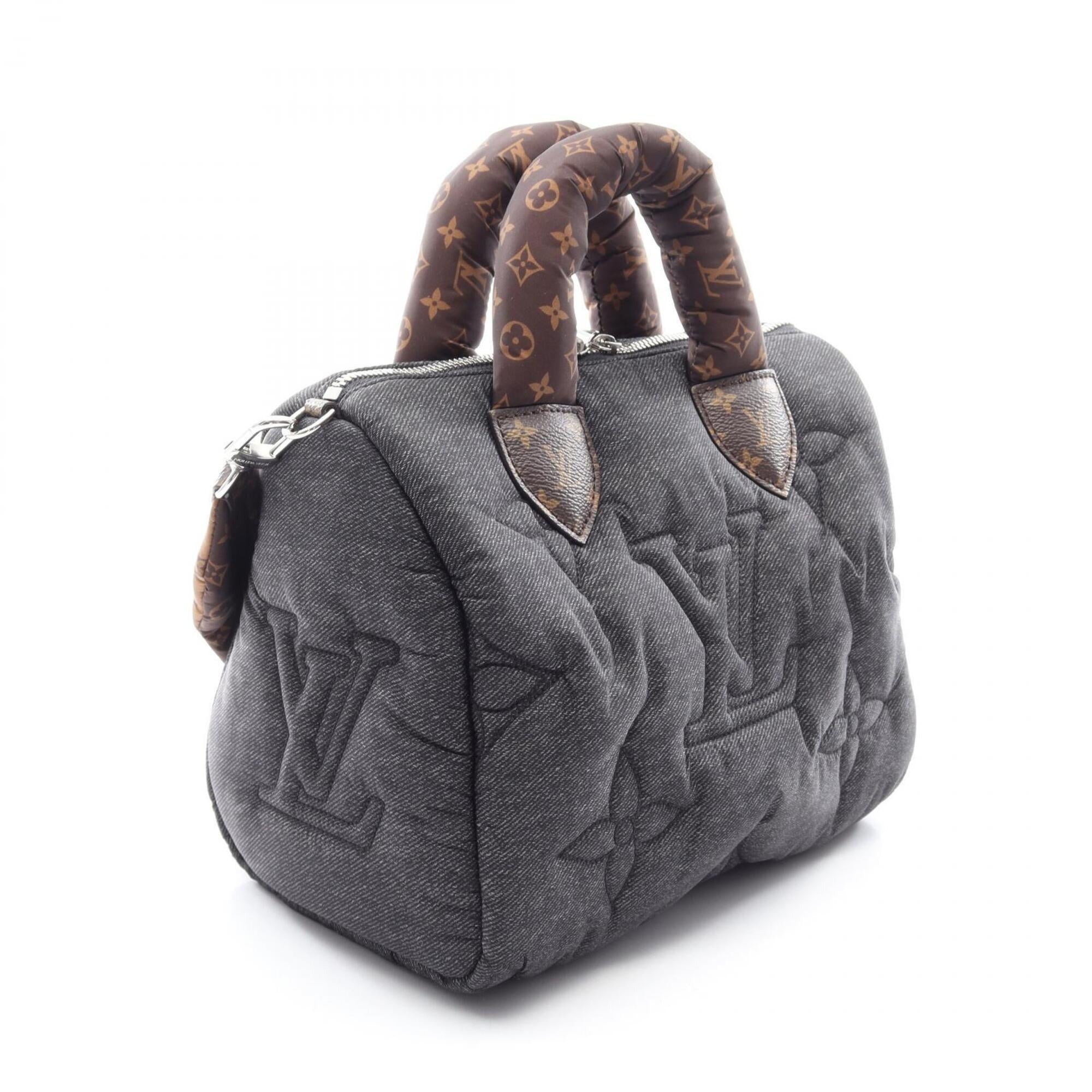 Louis Vuitton Brown Gray Nylon Pvc Coated Canvas Handbag (Pre-Owned)