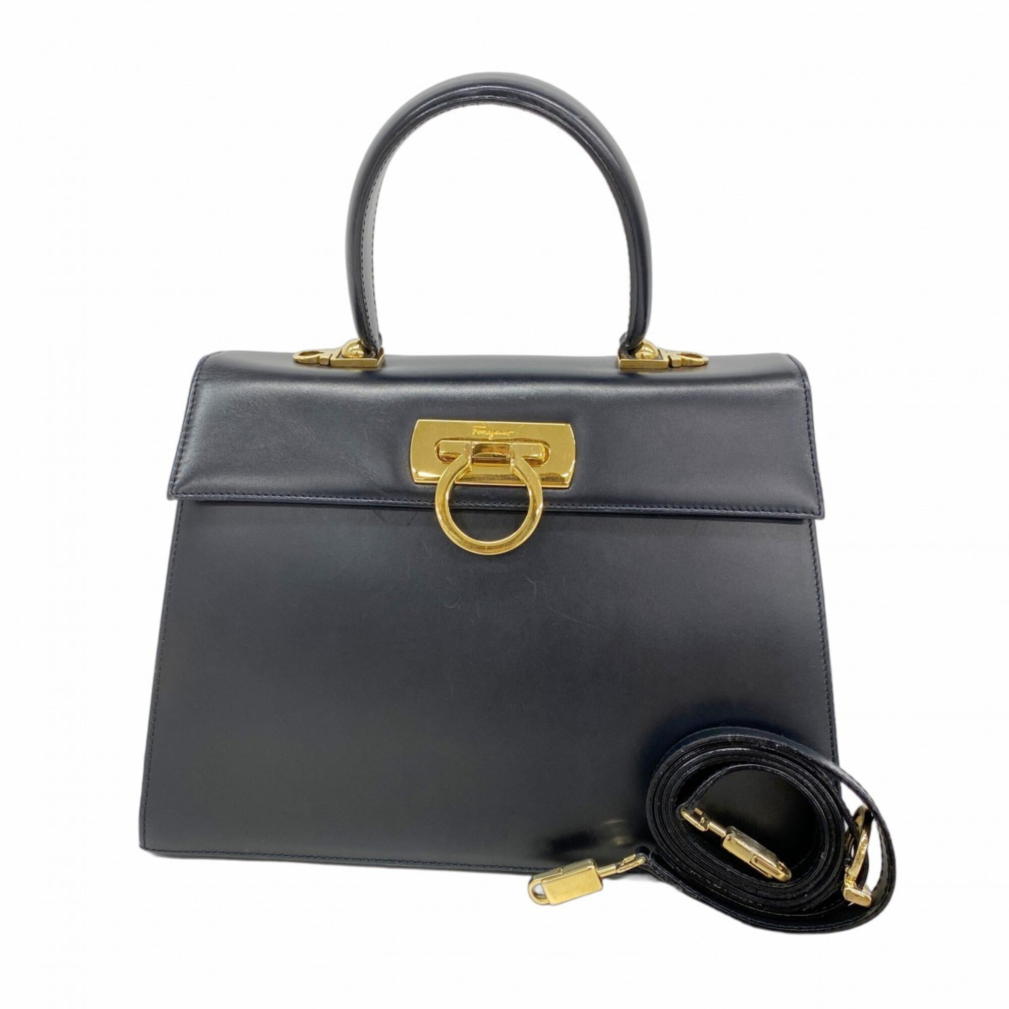 Salvatore Ferragamo Navy Leather Handbag (Pre-Owned)