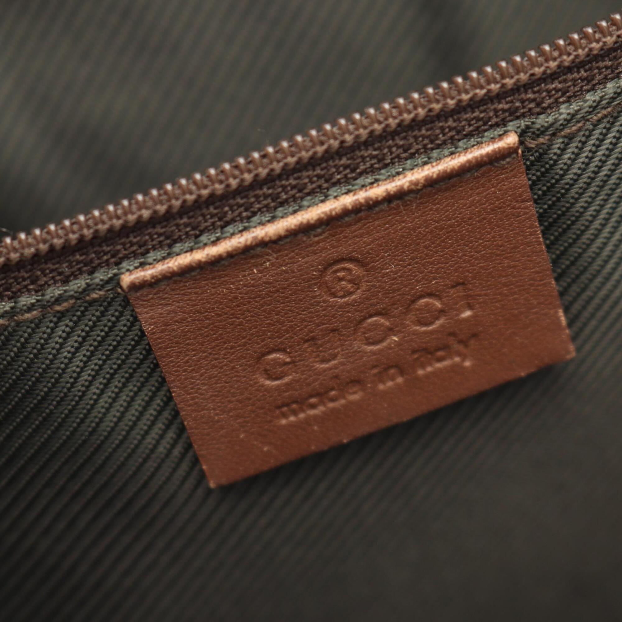 Gucci Beige Brown Canvas Leather Handbag Tote Bag (Pre-Owned)