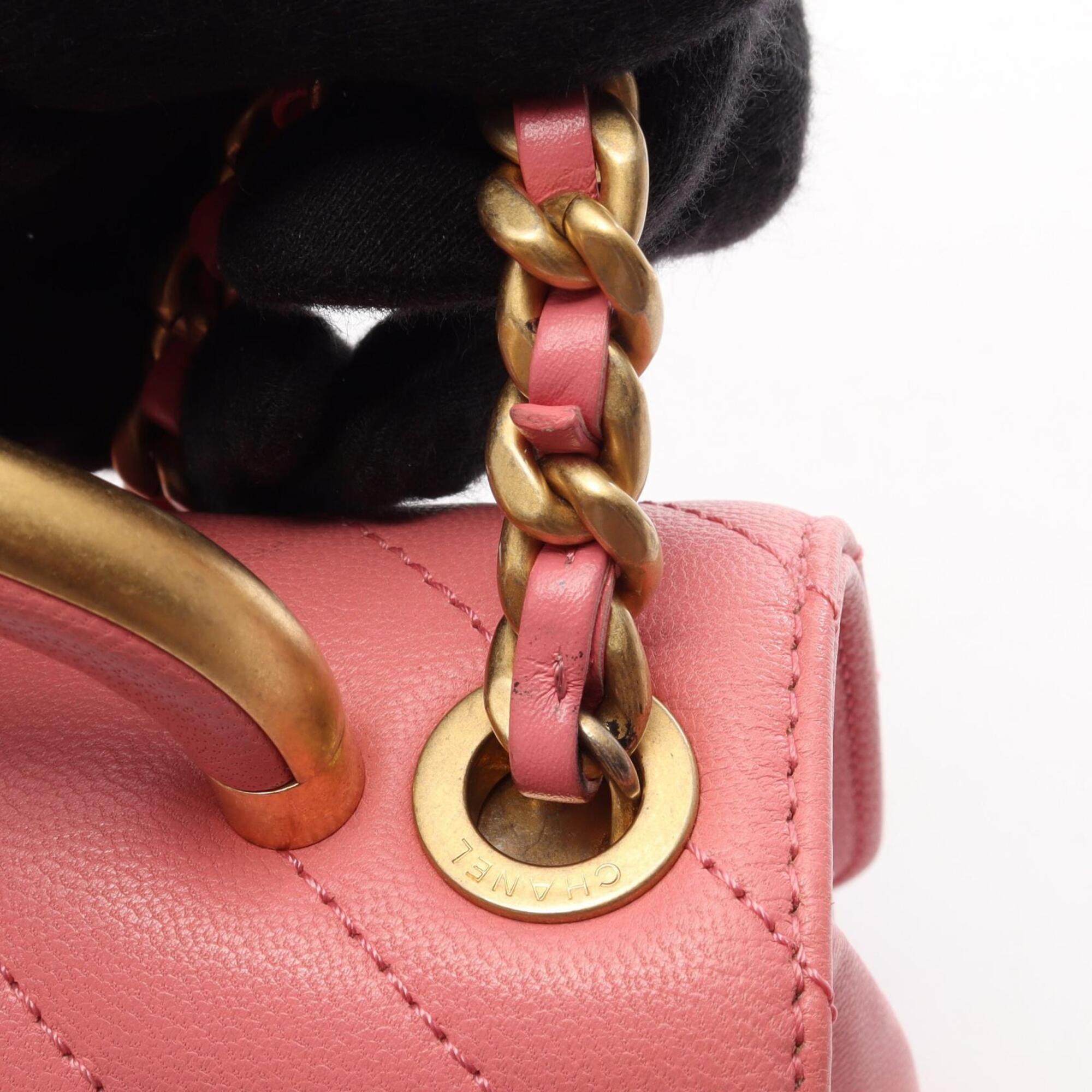 Chanel Pink Leather Handbag Shoulder Bag (Pre-Owned)