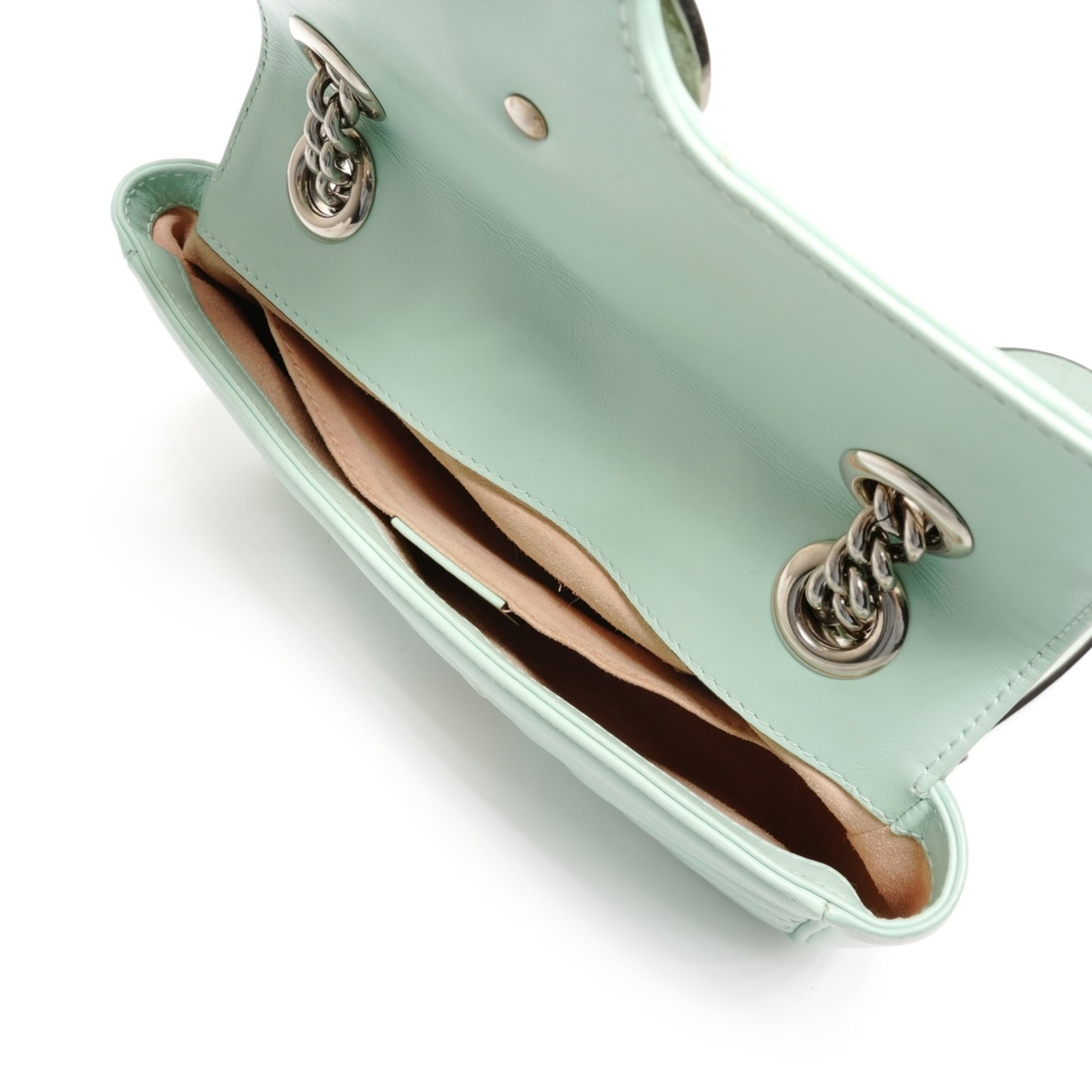 Gucci Gg Marmont Green Leather Shoulder Bag (Pre-Owned)
