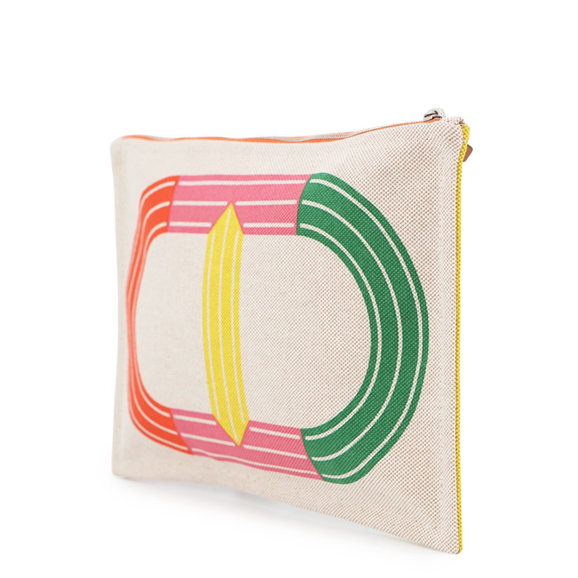 Hermes Green Pink Yellow Cotton Pouch (Pre-Owned)