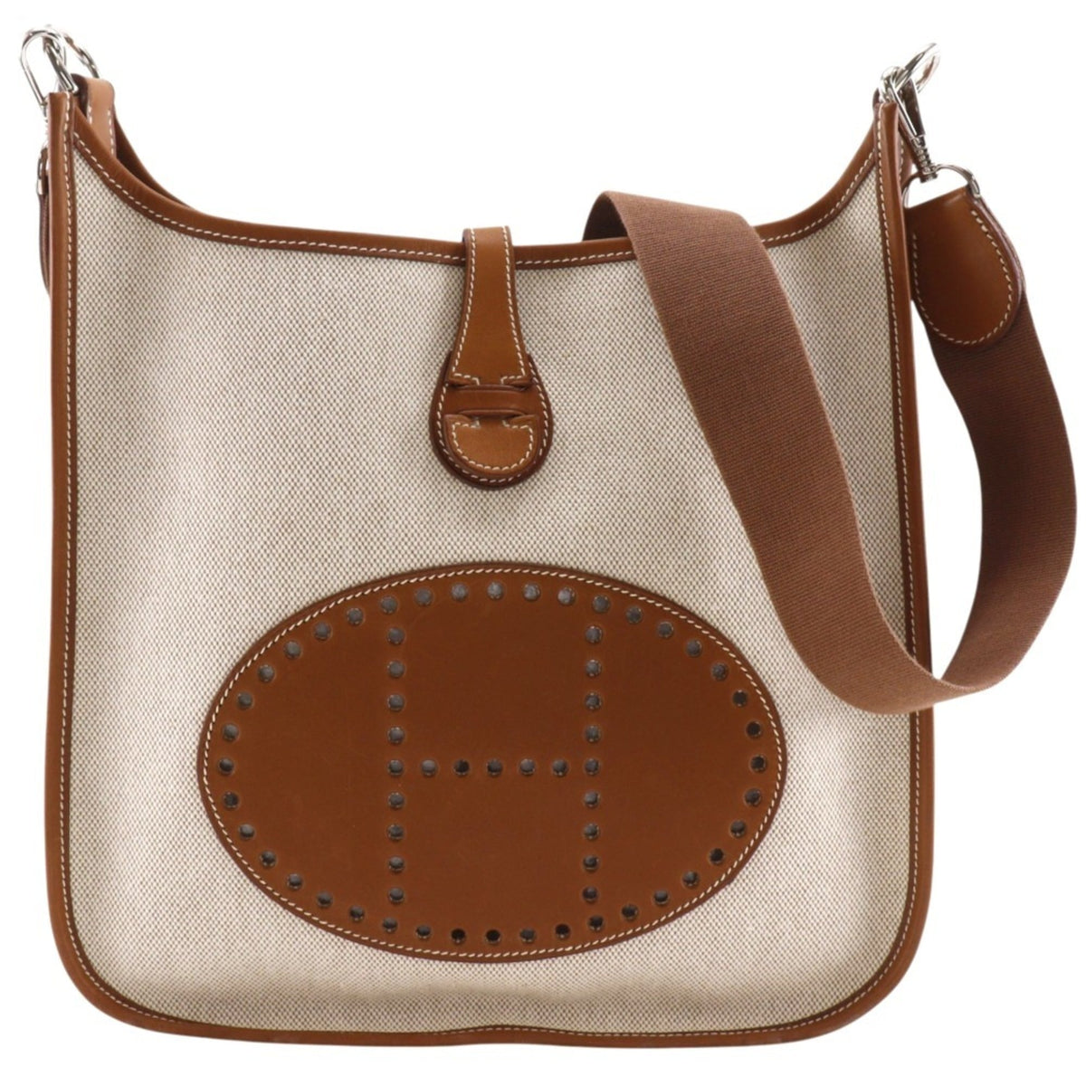 Hermes Evelyne Brown Toile H Shoulder Bag (Pre-Owned)