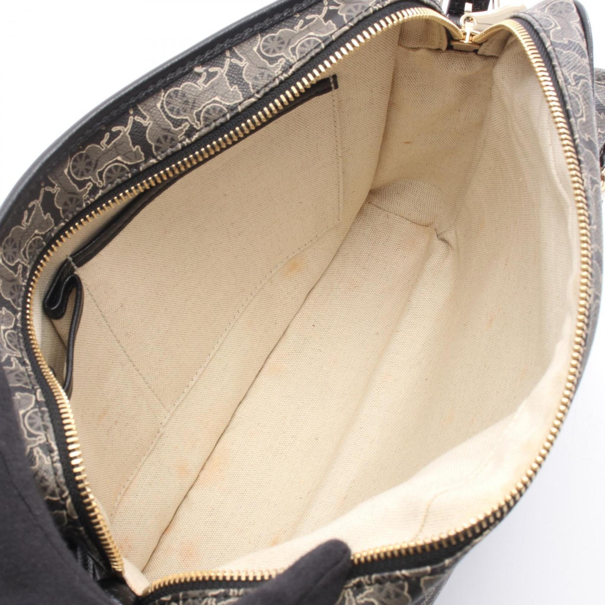 Celine Black Brown Coated Canvas Pvc Leather Handbag Shoulder Bag (Pre-Owned)