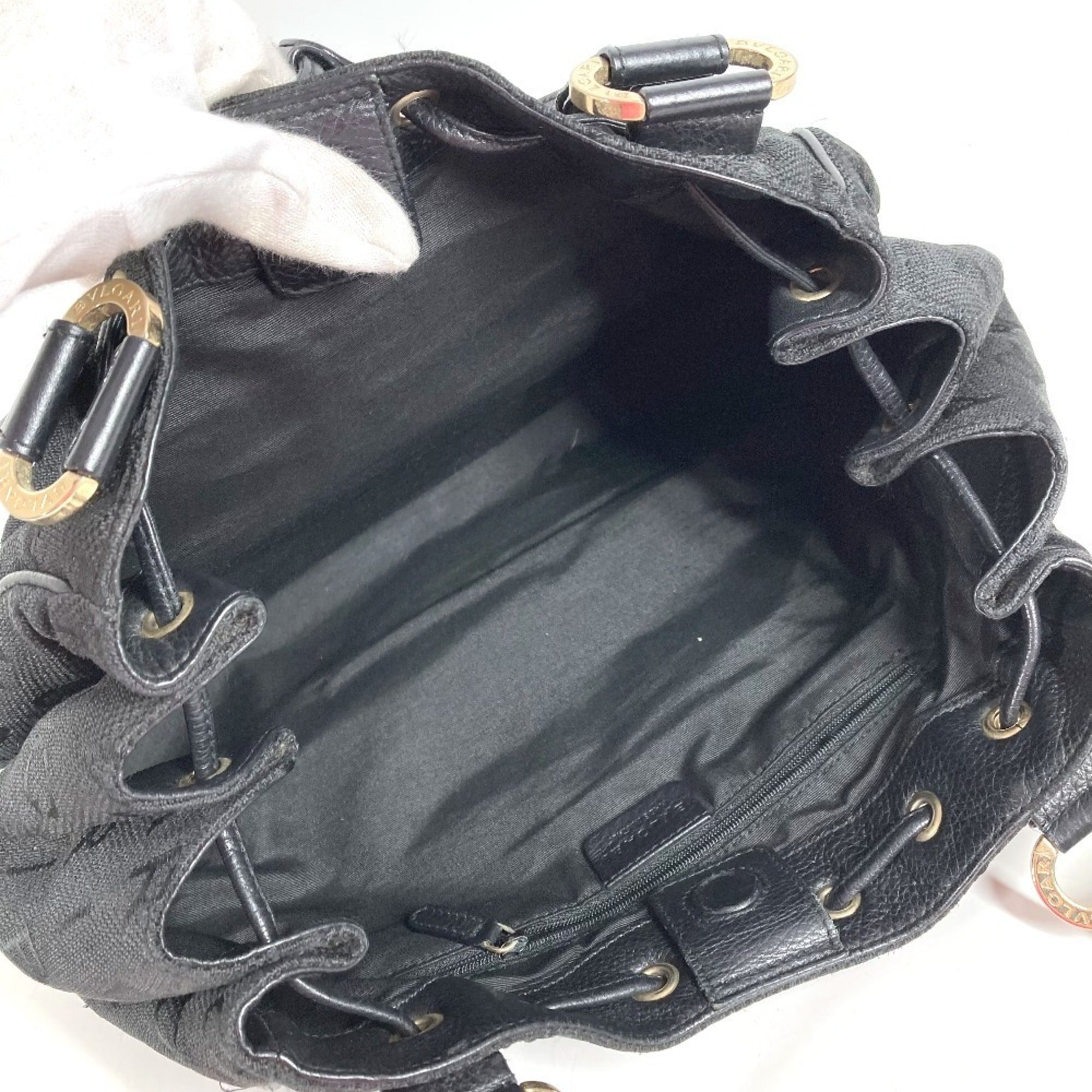 Bvlgari Black Canvas Leather Shoulder Bag Tote Bag (Pre-Owned)