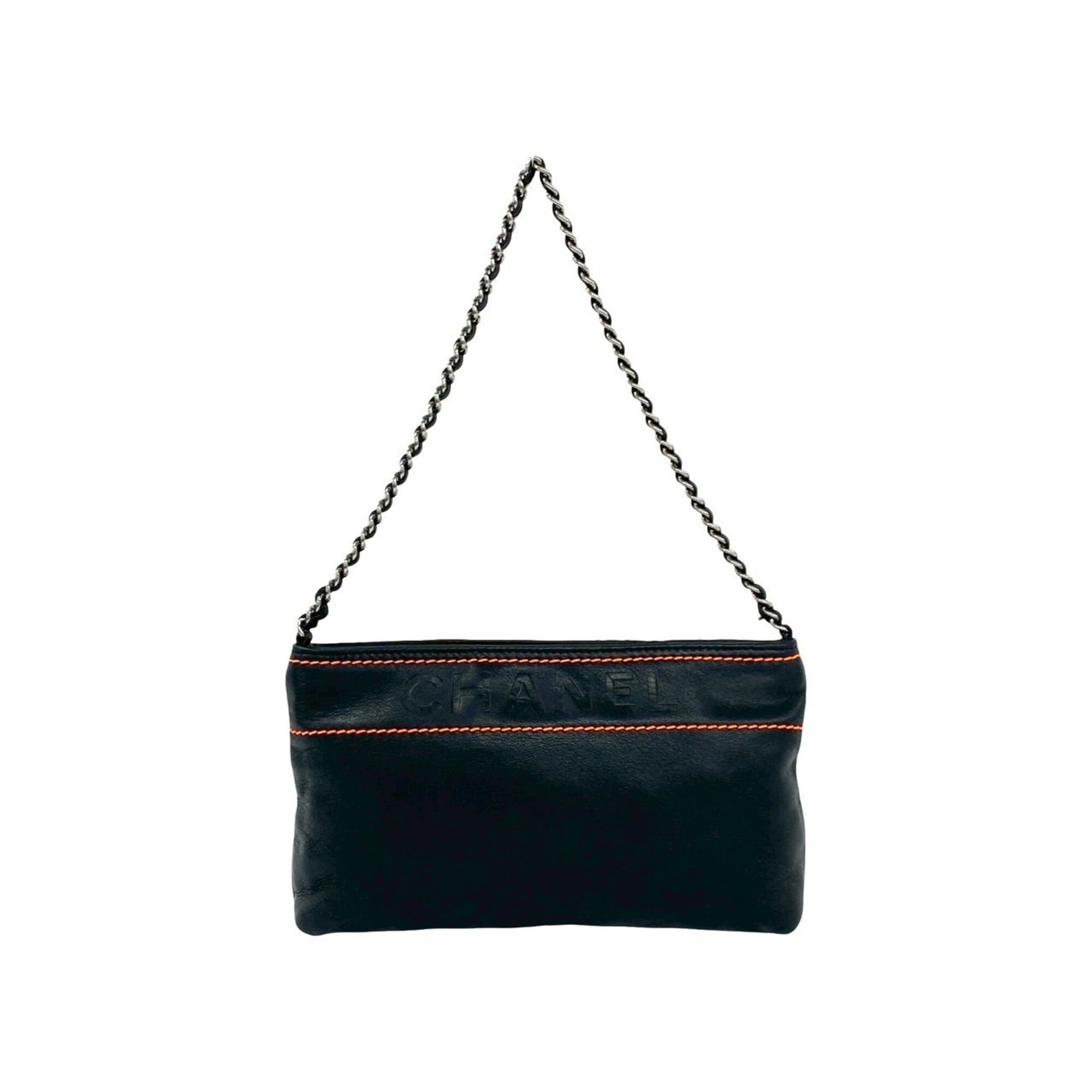 Chanel Black Leather Handbag Shoulder Bag (Pre-Owned)