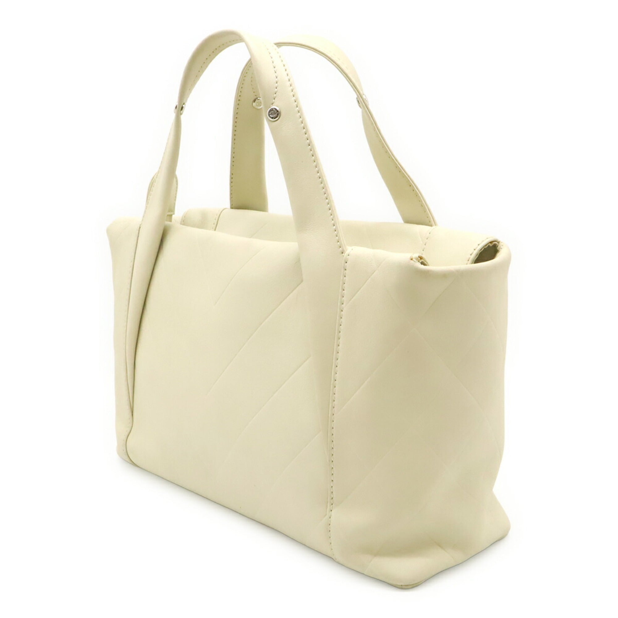 Chanel Ivory Leather Handbag Tote Bag (Pre-Owned)