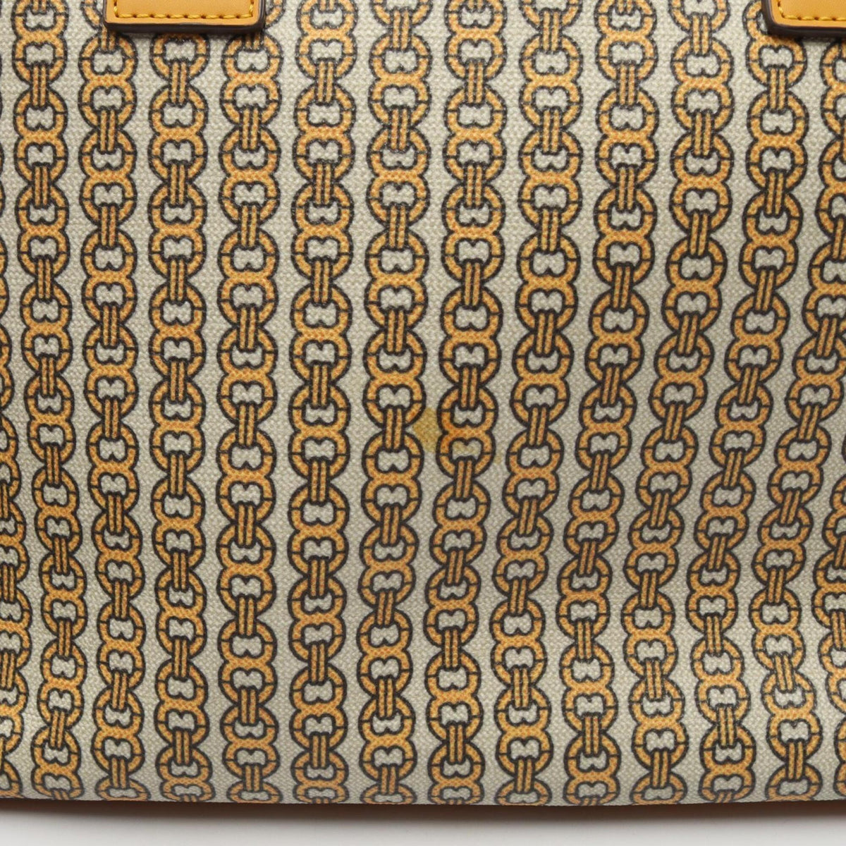 Tory Burch Beige Multi-Color Yellow Coated Canvas Leather Handbag Tote Bag (Pre-Owned)