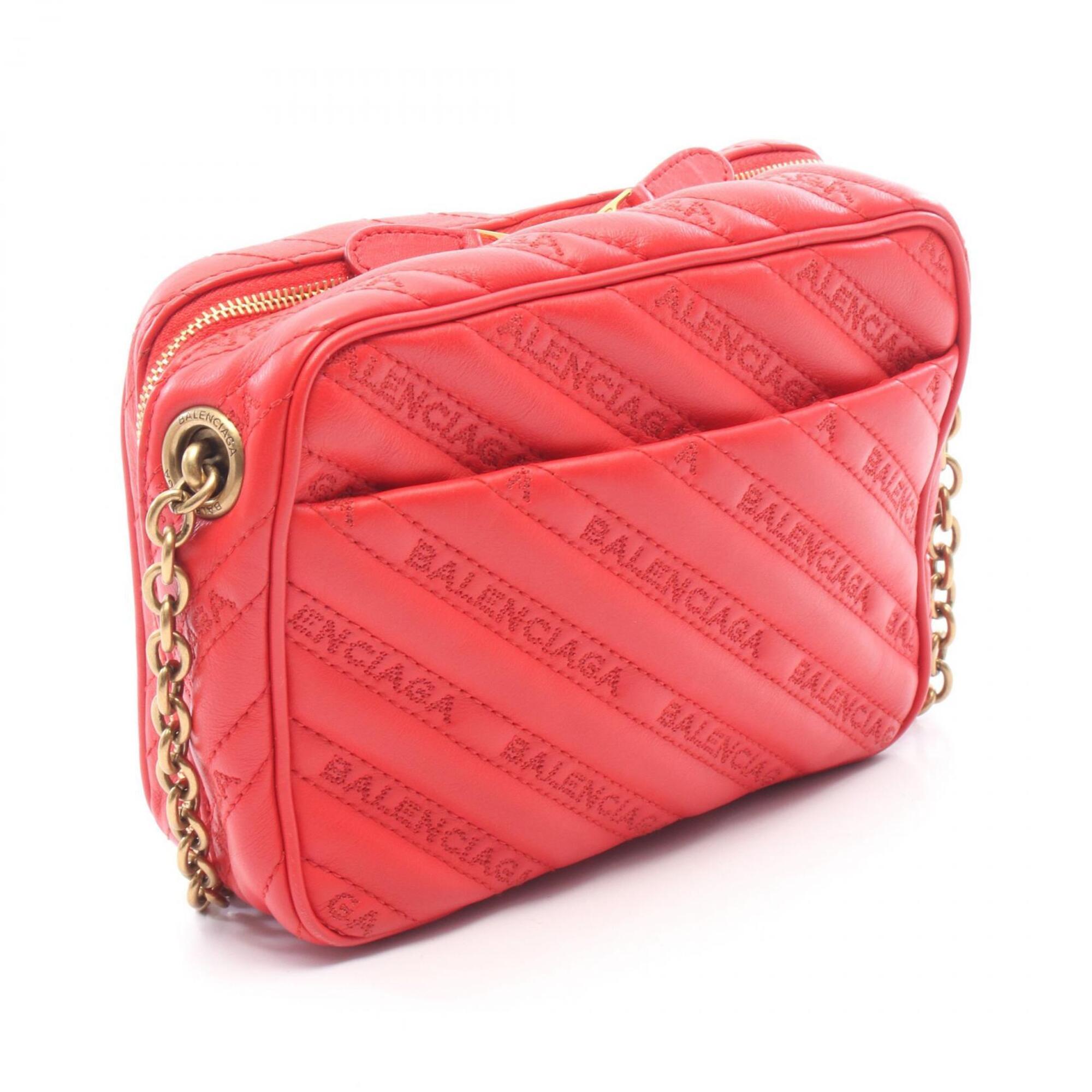 Balenciaga Red Color Leather Handbag Shoulder Bag (Pre-Owned)