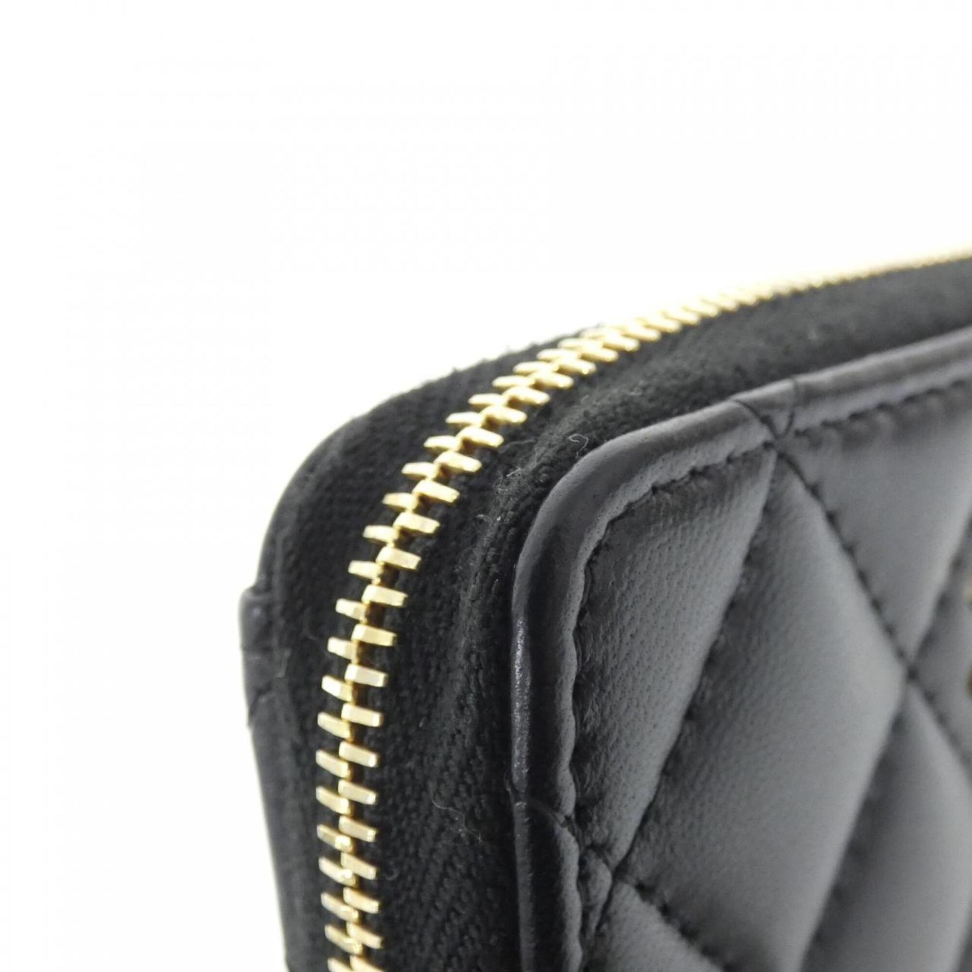 Chanel Black Leather Coin Purse/Coin Case (Pre-Owned)