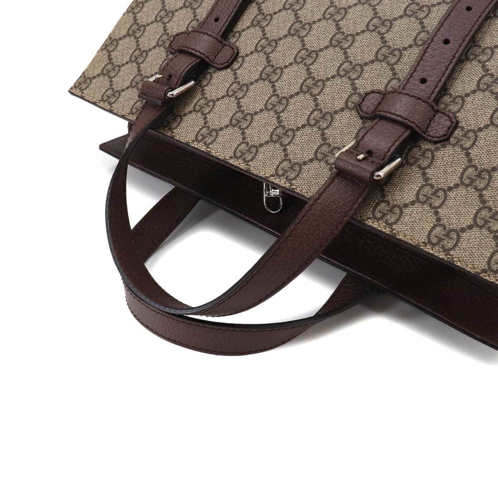 Gucci Beige Brown Gg Supreme Leather Handbag Tote Bag (Pre-Owned)