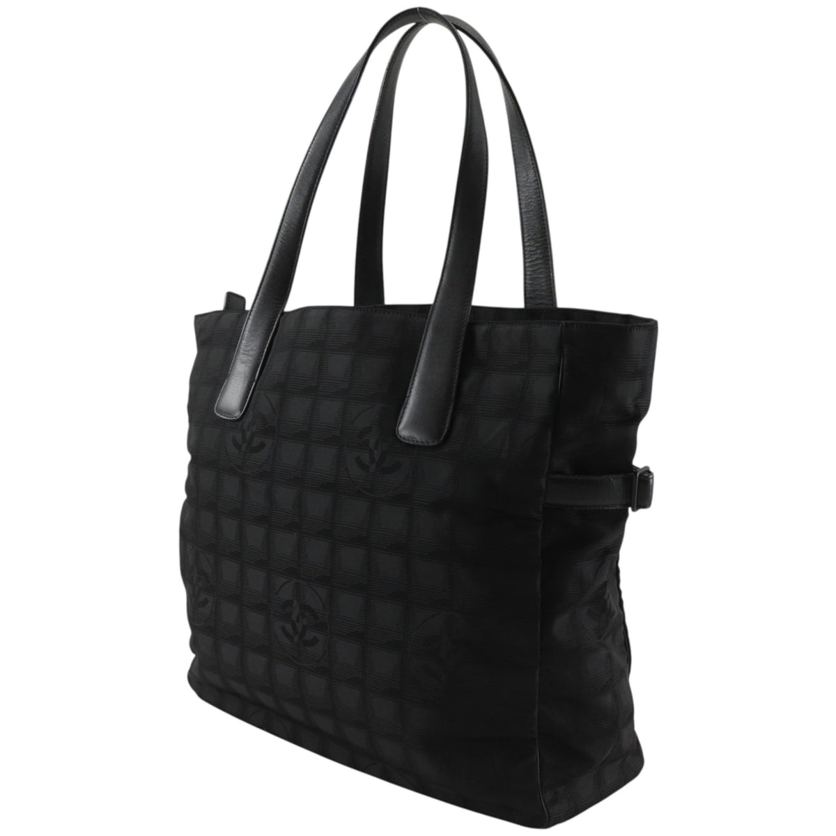 Chanel New Travel Line Black Nylon Canvas Tote Bag Weekend Bag (Pre-Owned)