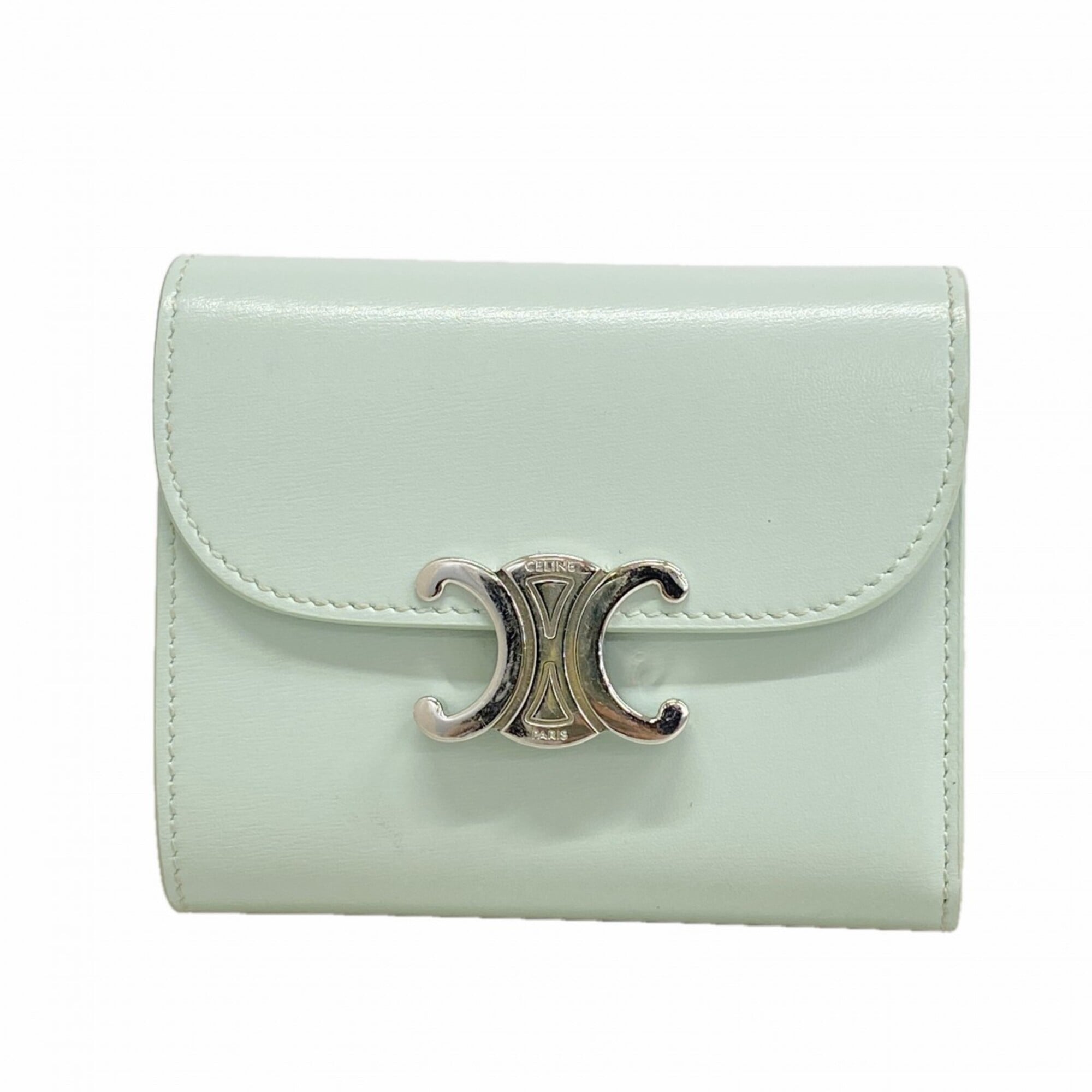 Celine Light Blue Leather Wallet (Tri-Fold) (Pre-Owned)