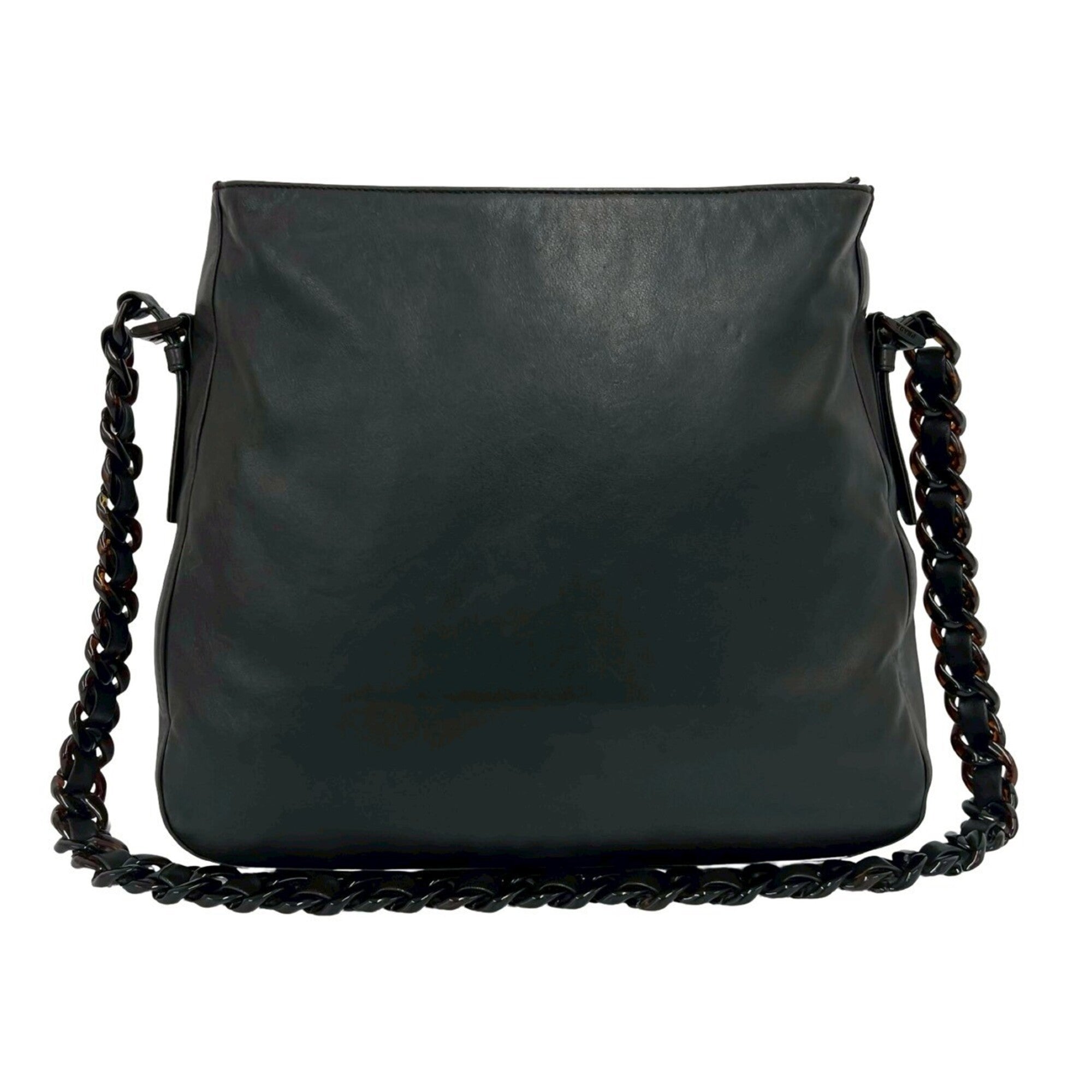 Prada Brown Leather Plastic Pochette Shoulder Bag (Pre-Owned)