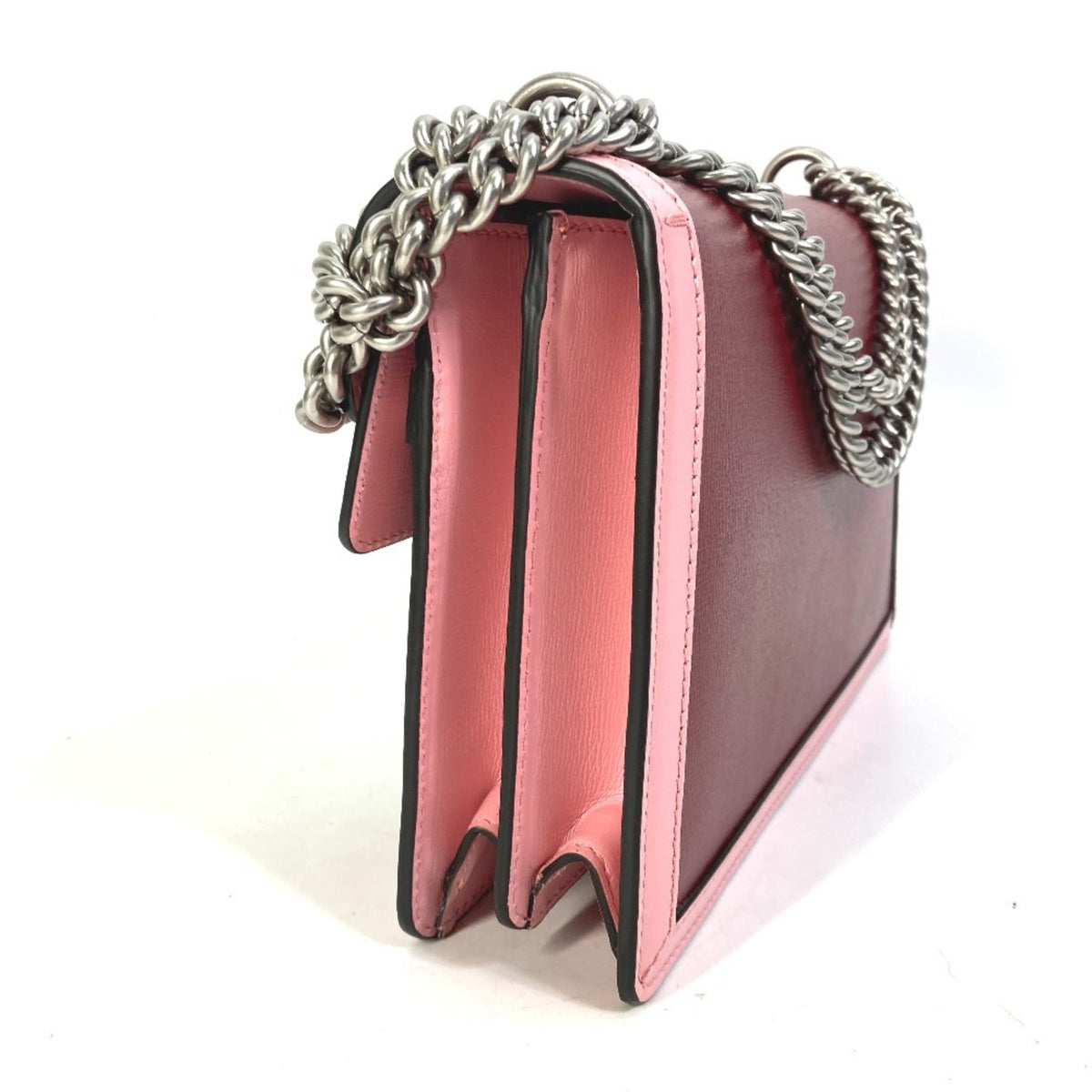 Gucci Pink Red Color Leather Shoulder Bag (Pre-Owned)