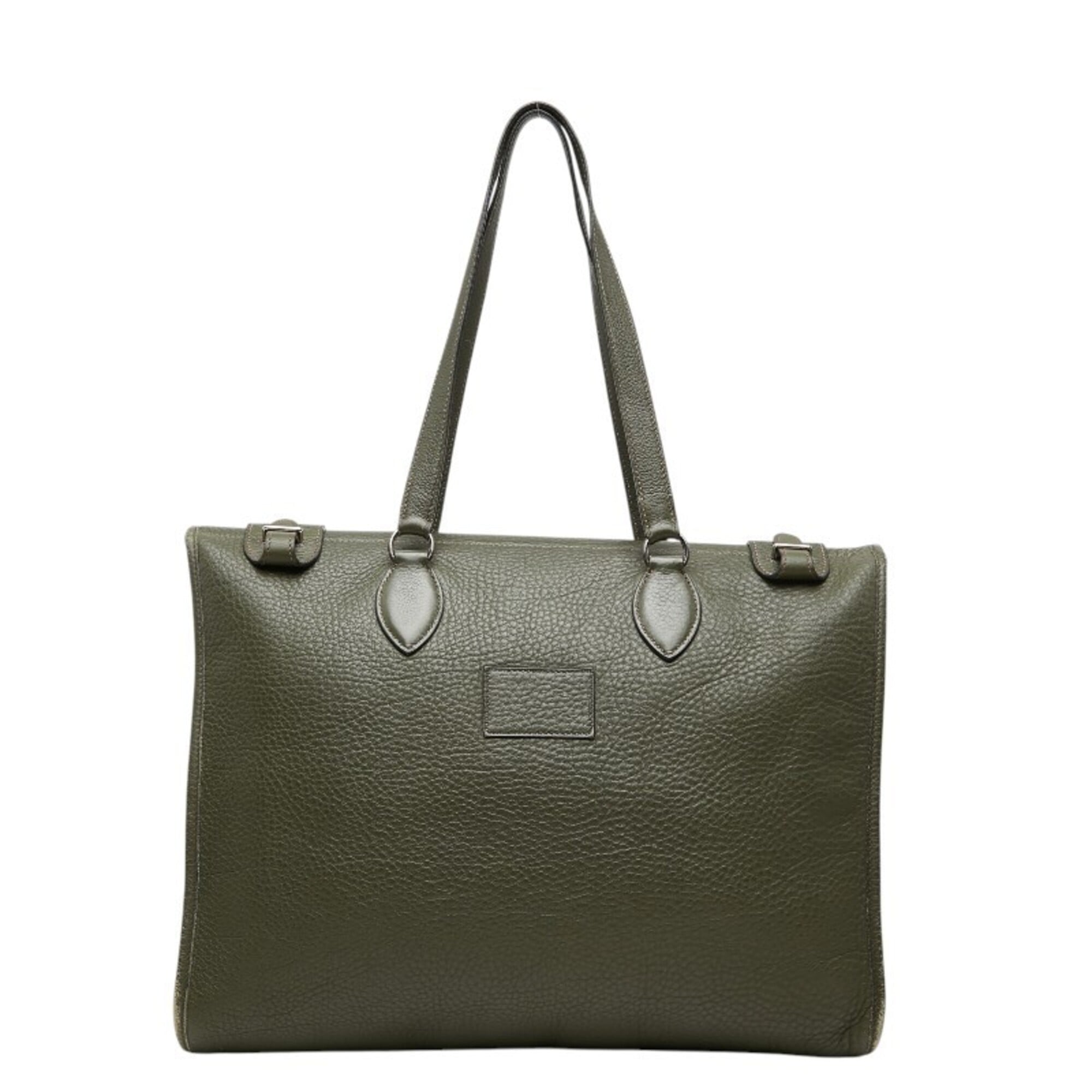 Hermes Green Taurillon Clemence Leather Pouch Shoulder Bag Tote Bag (Pre-Owned)