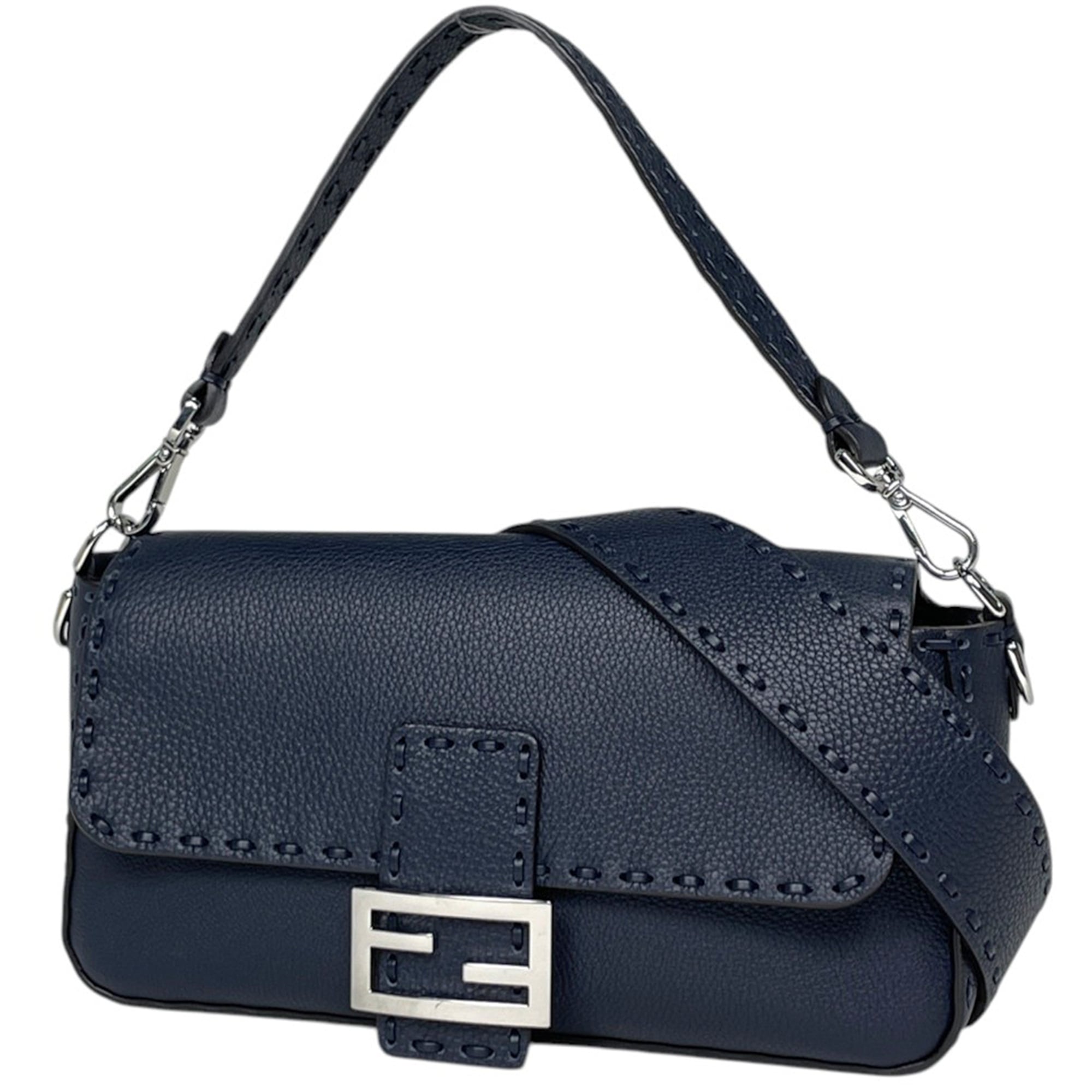Fendi Selleria Navy Leather Handbag (Pre-Owned)