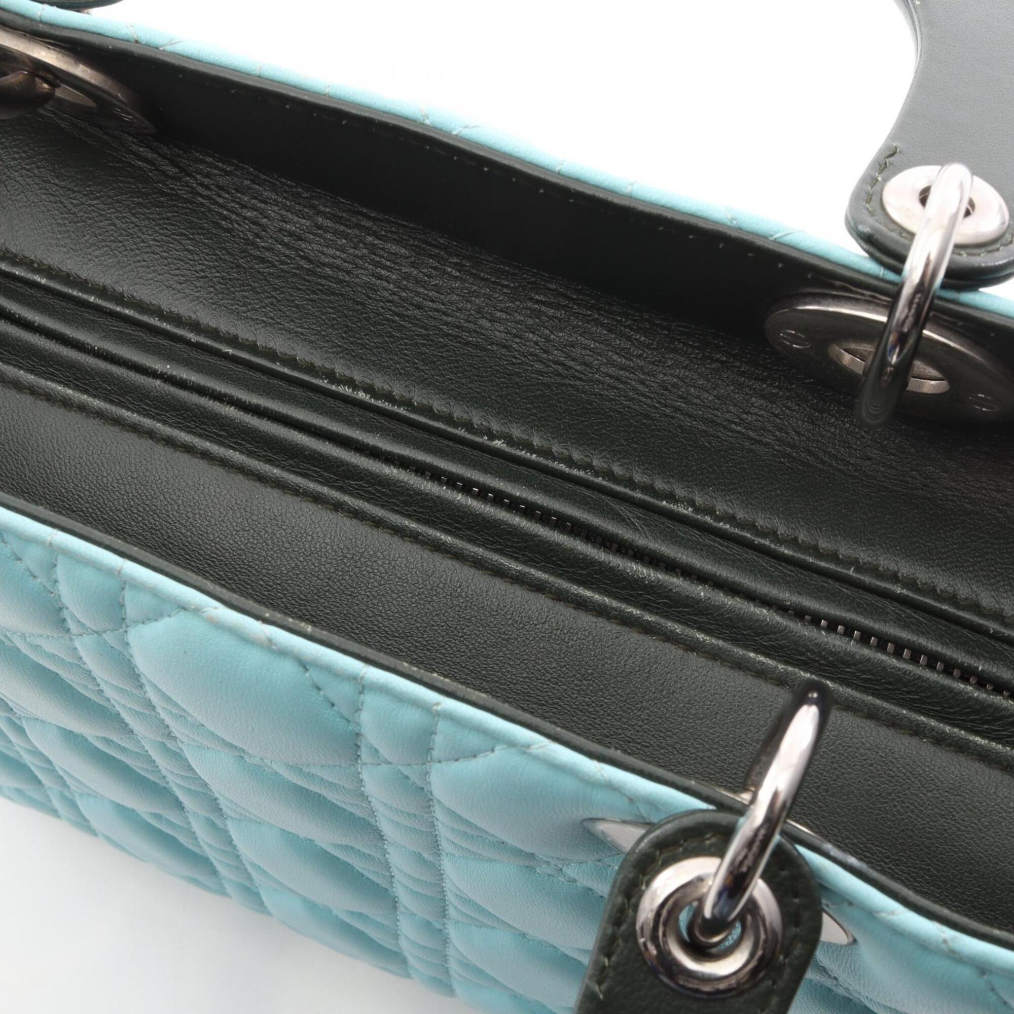 Christian Dior Blue Green Ivory Leather Handbag (Pre-Owned)