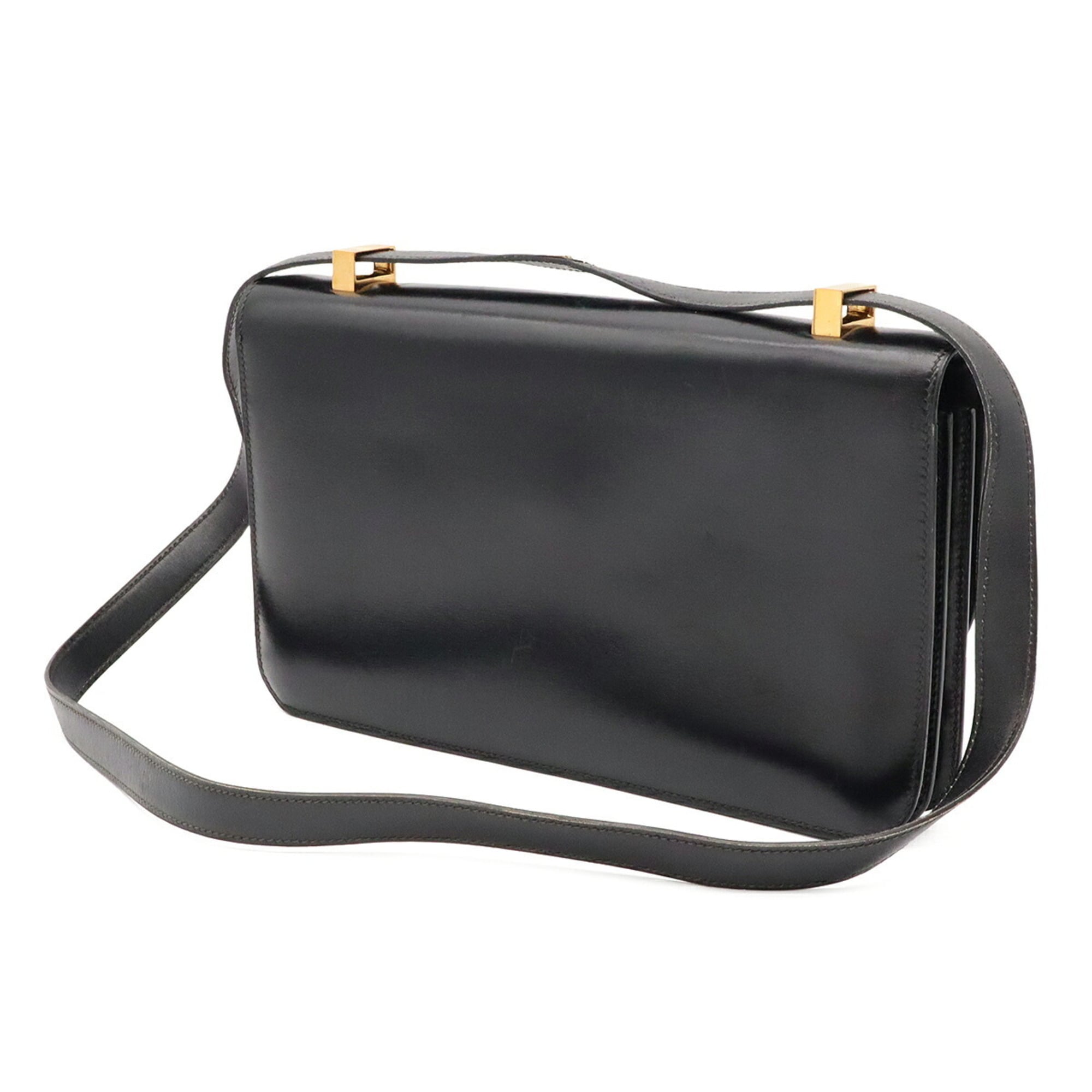 Hermes Black Box Calf Leather Shoulder Bag (Pre-Owned)
