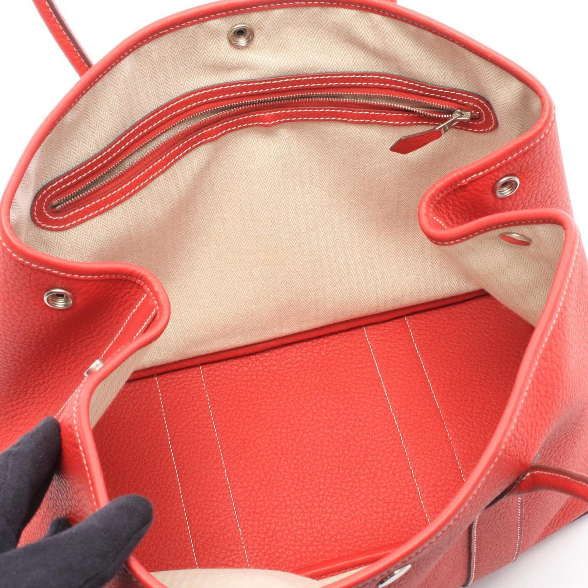 Hermes Red Color Rouge Casaque Country Leather Handbag Tote Bag (Pre-Owned)