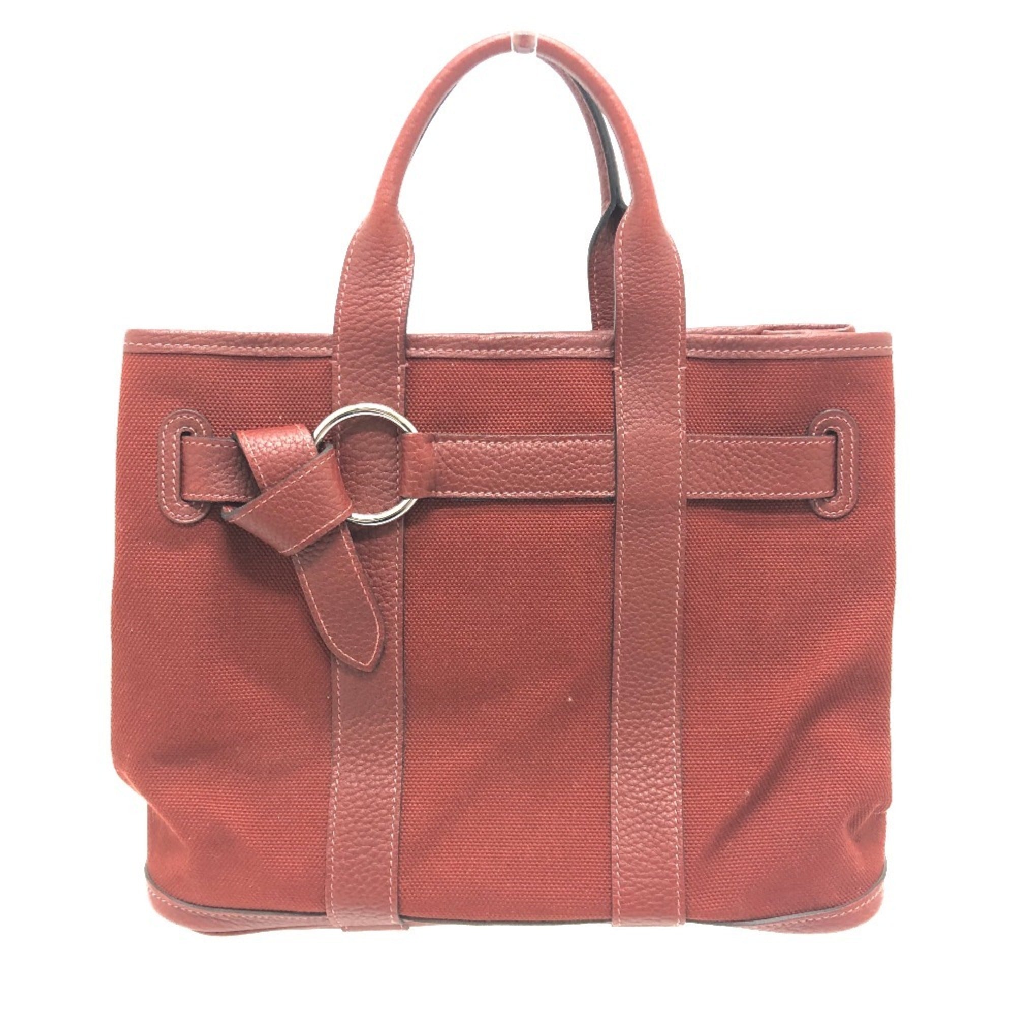 Hermes Bordeaux Canvas Leather Tote Bag (Pre-Owned)