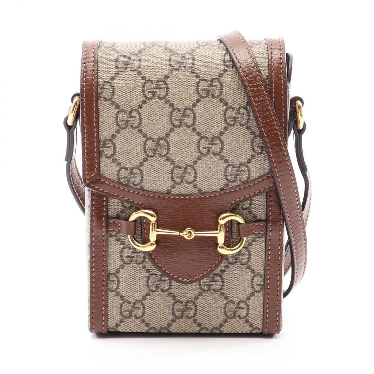 Gucci Beige Brown Coated Canvas Leather Handbag Shoulder Bag (Pre-Owned)