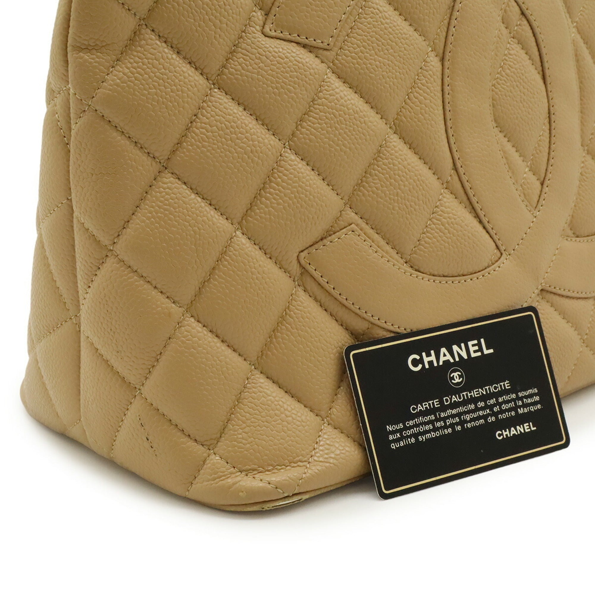 Chanel Matelasse Beige Grained Calfskin Shoulder Bag Tote Bag (Pre-Owned)