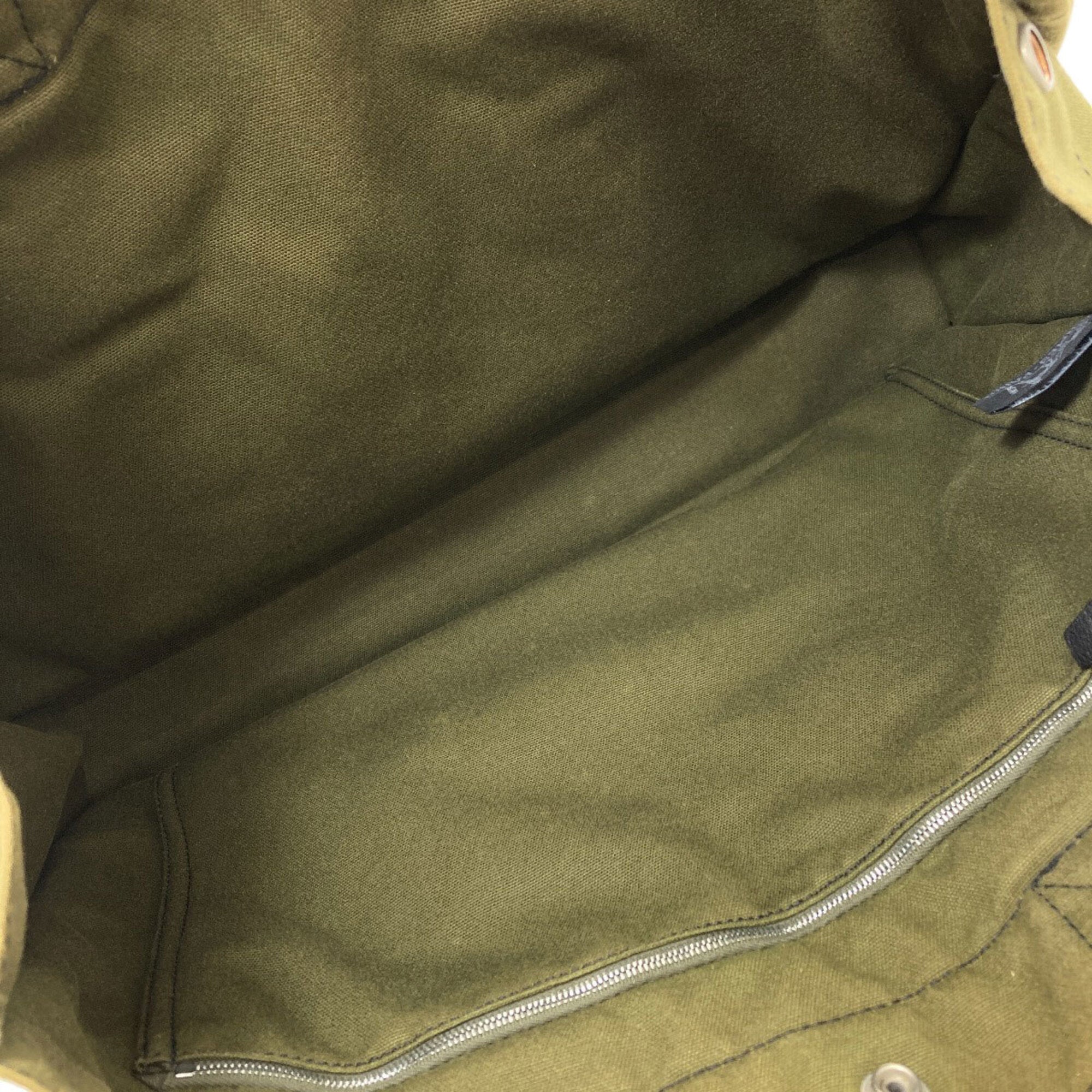 Hermes Black Green Canvas Handbag (Pre-Owned)