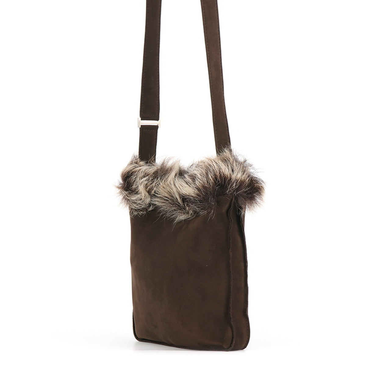 Hermes Marron Fonce Suede Fur Handbag Shoulder Bag (Pre-Owned)
