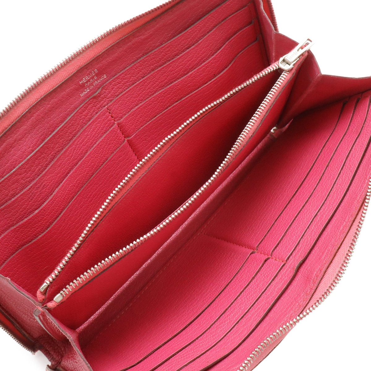 Hermes Fuchsia Chevre Leather Long Wallet (Bi-Fold) (Pre-Owned)