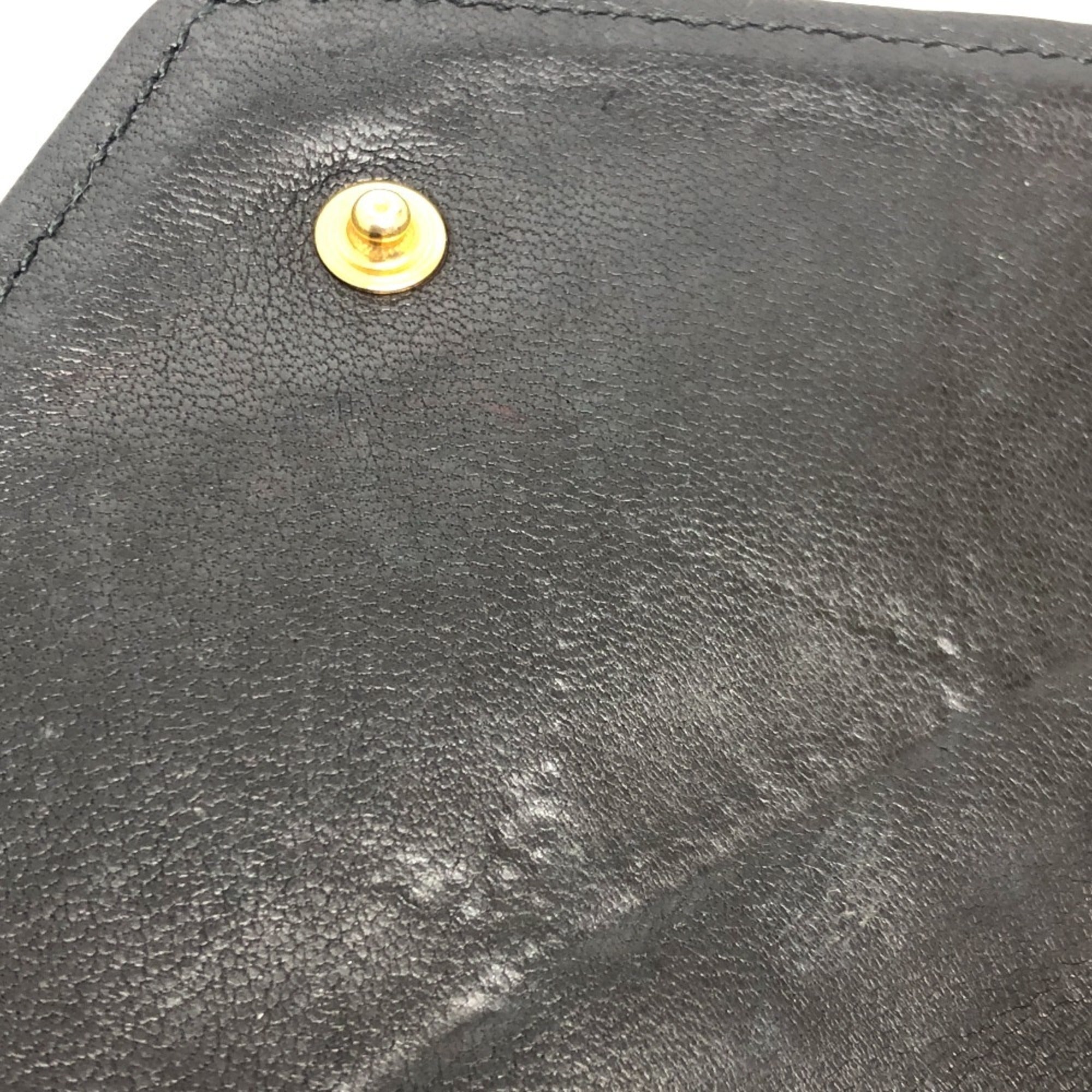 Chanel Black Leather Long Wallet (Bi-Fold) (Pre-Owned)