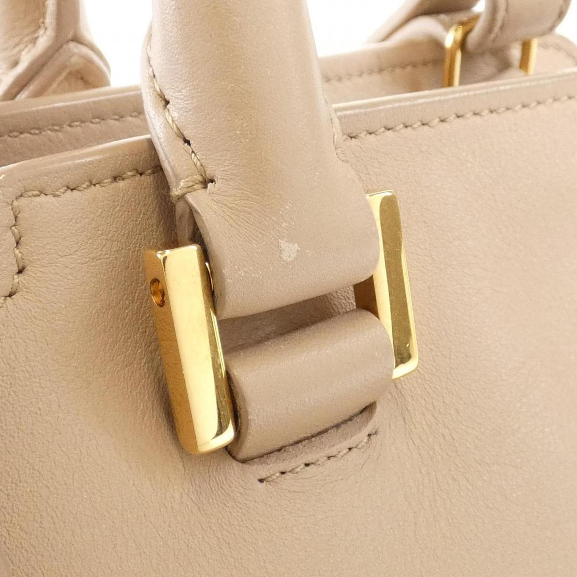 Saint Laurent Dark Beige Leather Handbag (Pre-Owned)