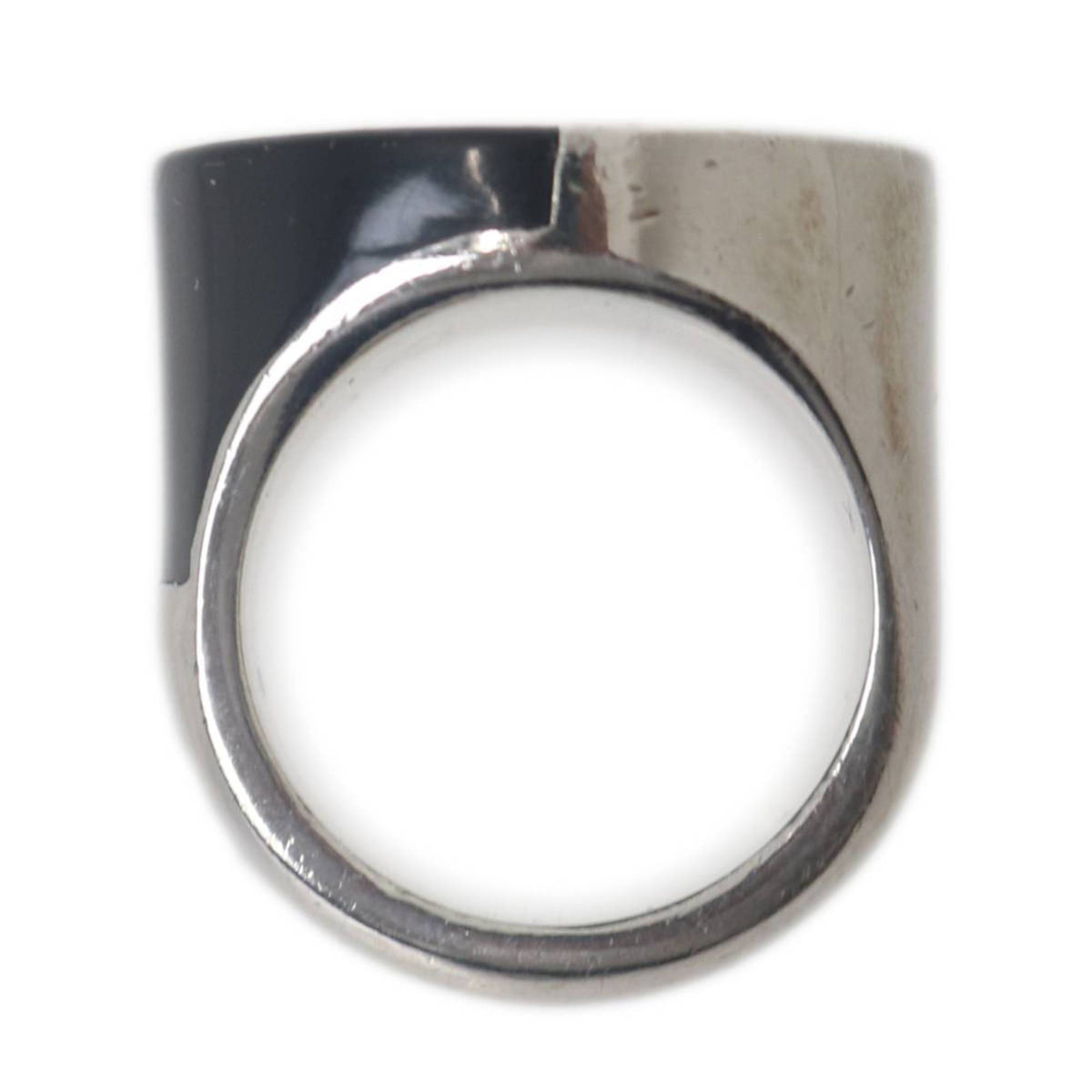 Chanel Silver Black Band Ring (Pre-Owned)