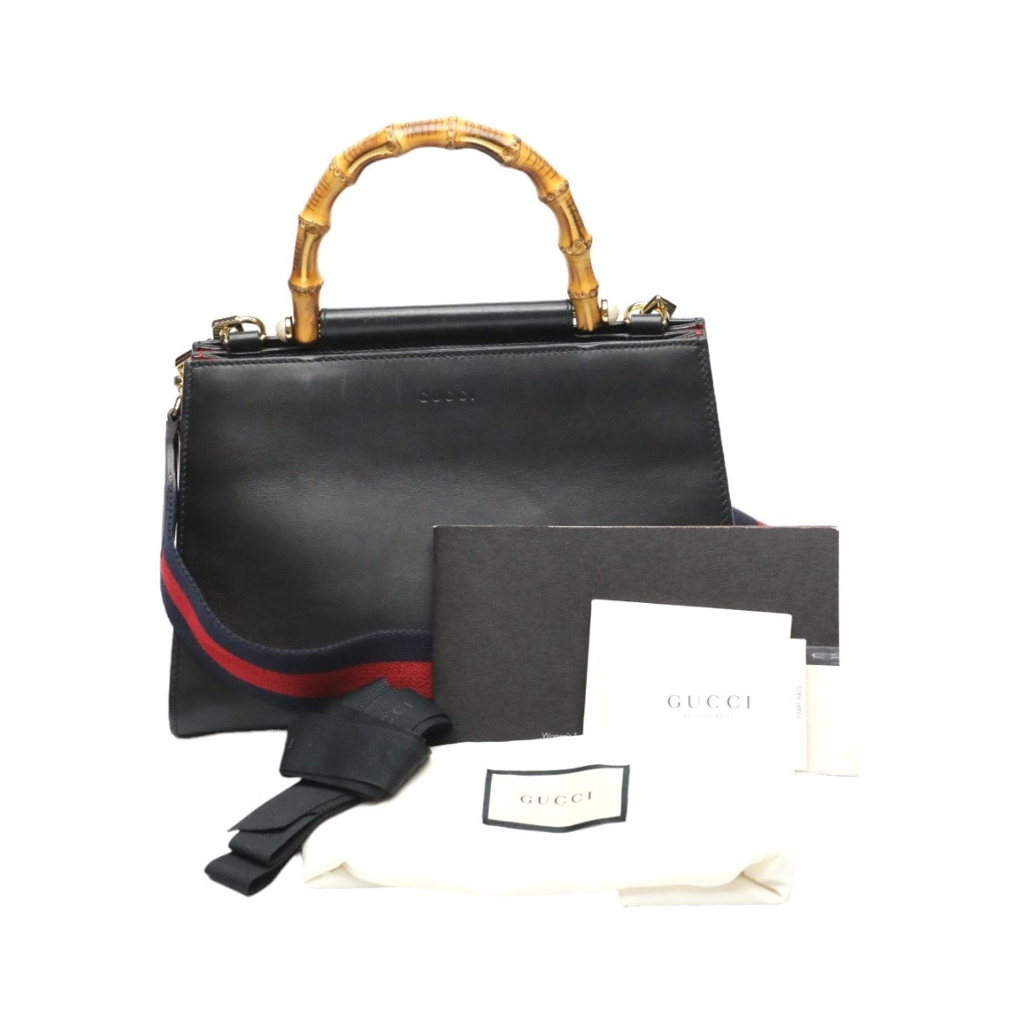 Gucci Bamboo Black Leather Handbag (Pre-Owned)