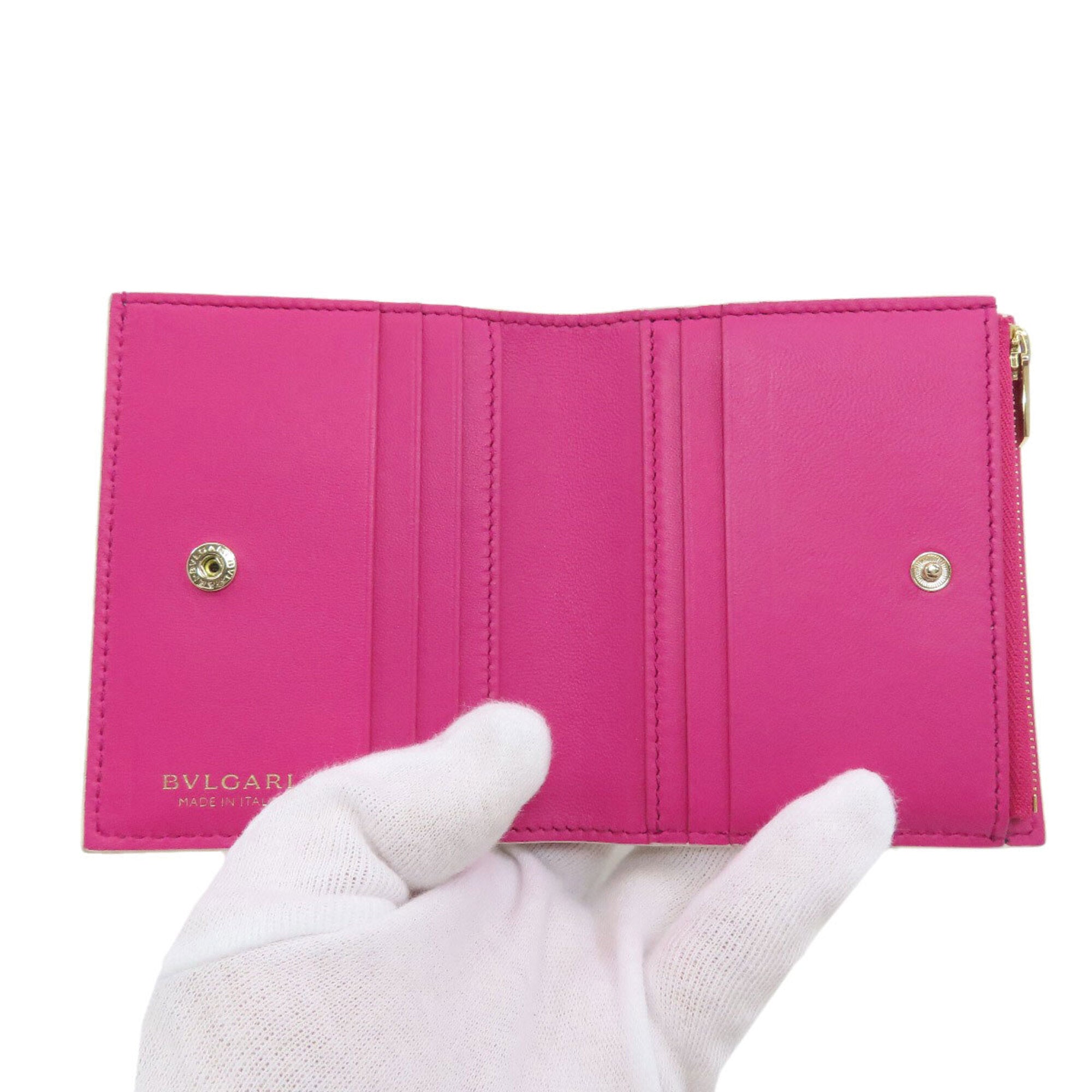 Bvlgari Logomania Beige Leather Wallet (Bi-Fold) (Pre-Owned)
