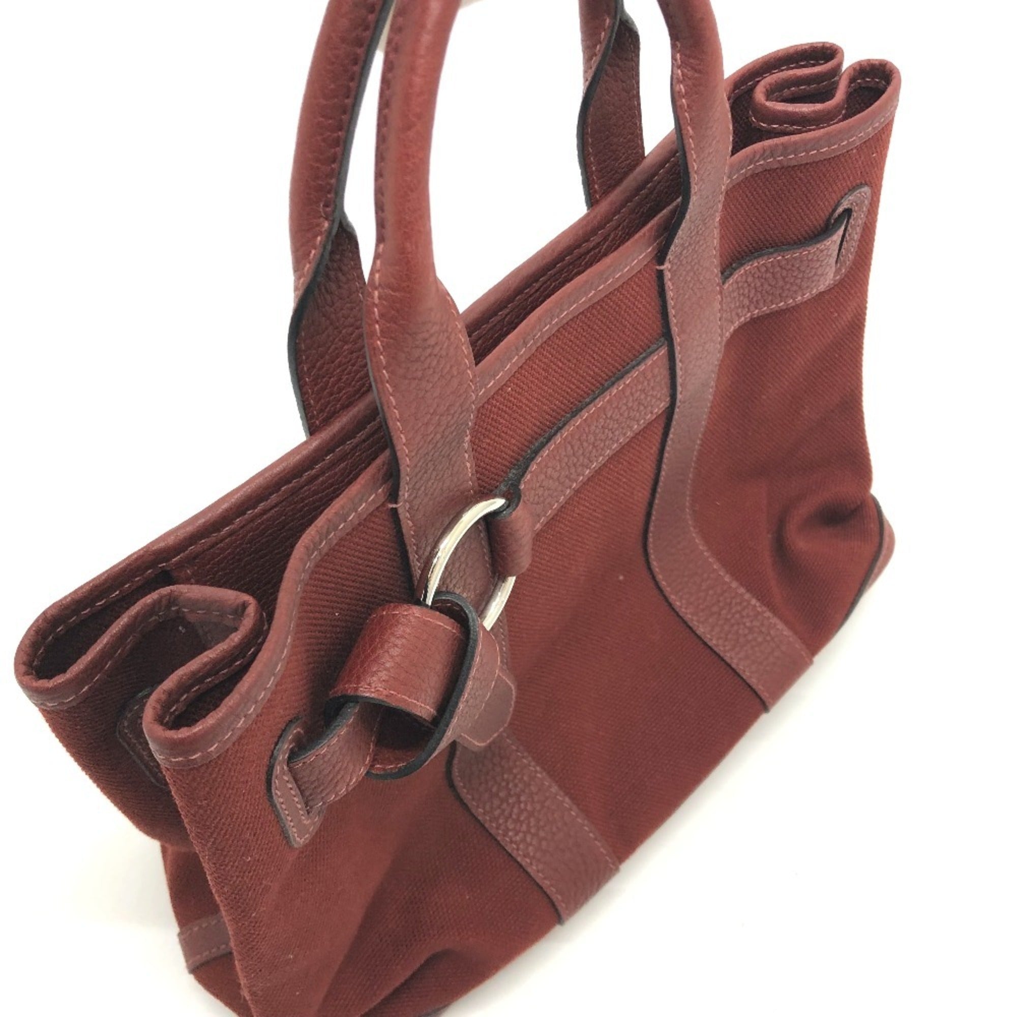 Hermes Bordeaux Canvas Leather Tote Bag (Pre-Owned)